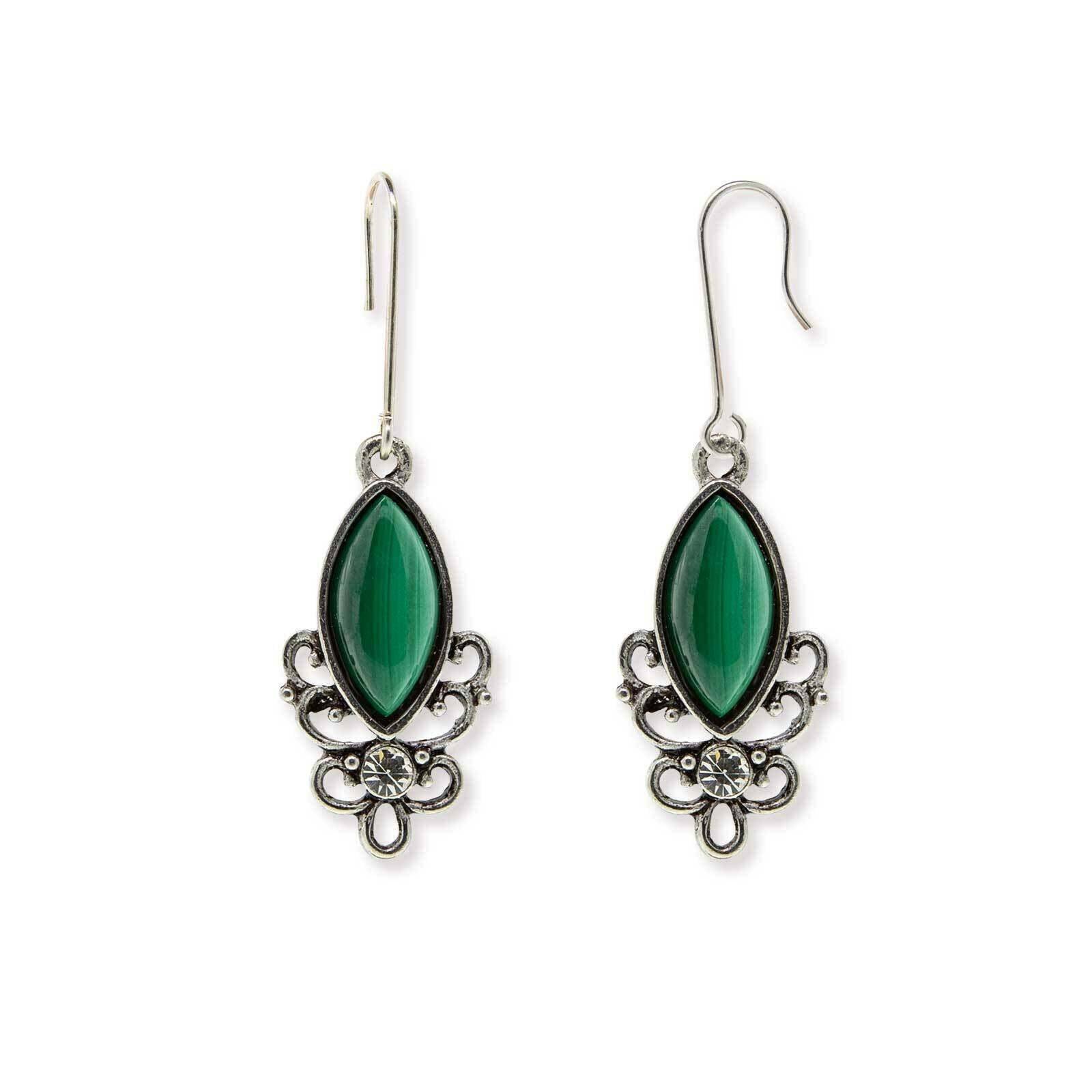 1928 Jewelry Classic Filigree Navette Gemstone Earrings - Vintage Inspired Dangle Earrings for Women - Perfect for Weddings, Parties & Special Occasions