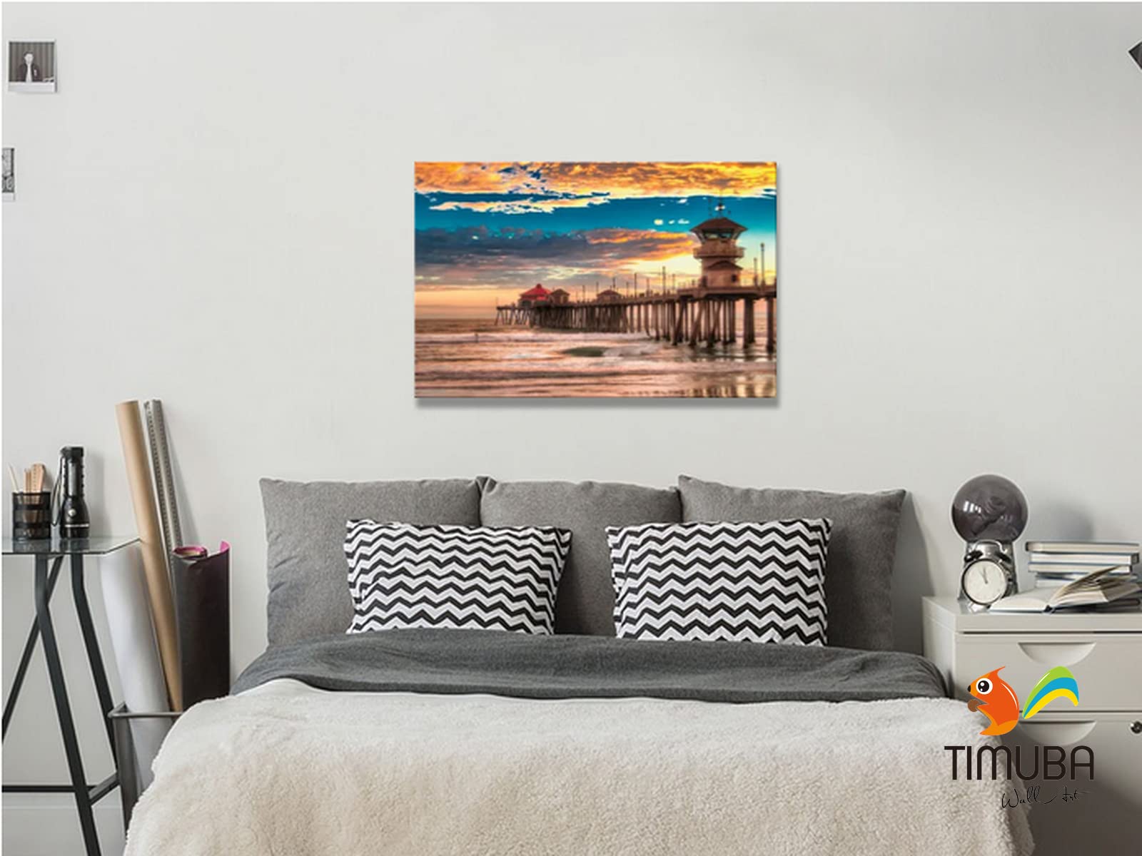 Beach Wall Art Decor - Coastal Sunset Canvas Print for Bathroom & Living Room - 32x48 Inches - Perfect for Beach Themed Home Decor & Coastal Interior Design
