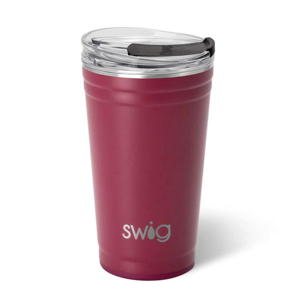 24oz Maroon Plastic Party Cups - Bulk Pack of 50 for Birthday, Wedding & Tailgating Events - Durable Disposable Drinking Cups for Beer, Cocktails & Beverages