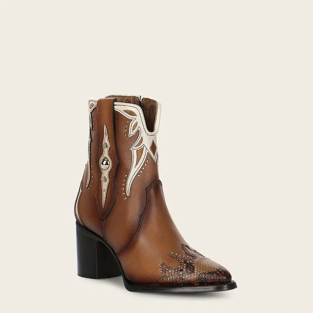 **Women's Western Cowgirl Ankle Boots - Genuine Python Skin & Honey Color | Perfect for Rodeo, Country Dance & Casual Wear**