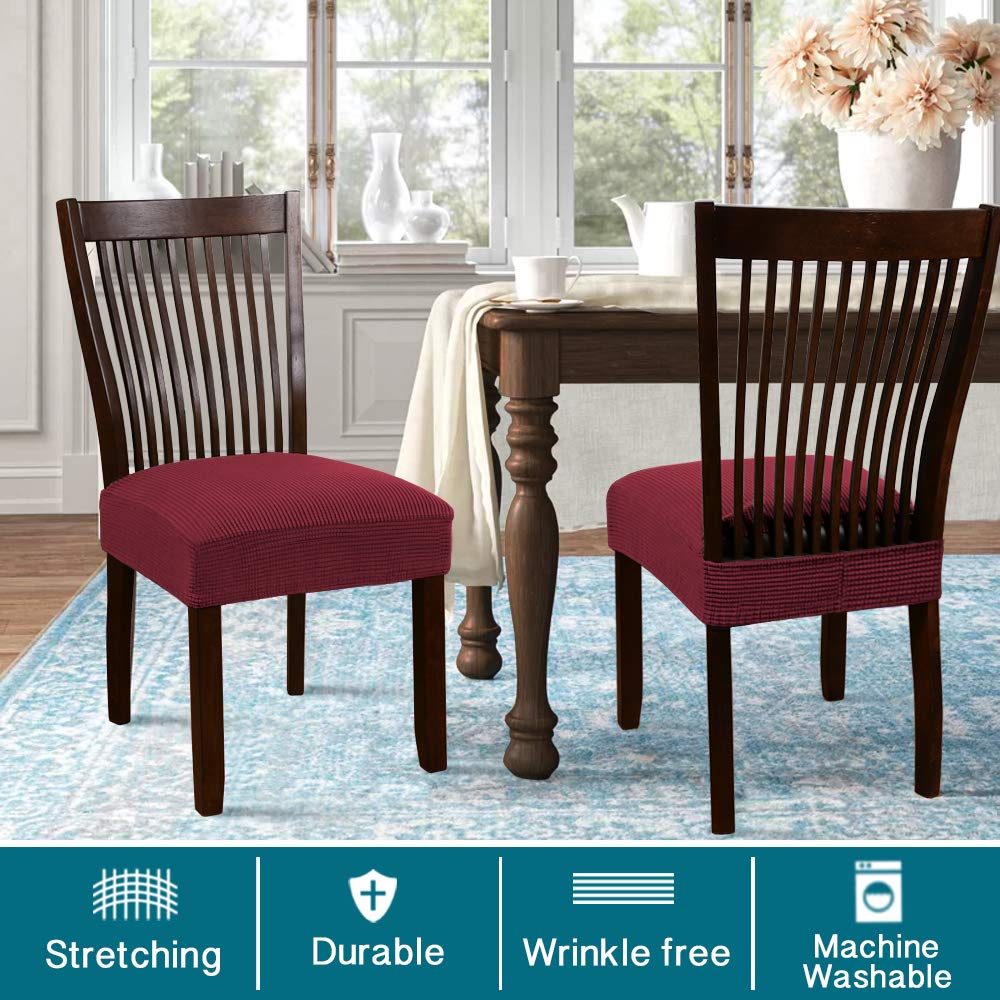 Turquoise Stretch Dining Chair Covers Set of 4 - Washable & Removable Kitchen Chair Slipcovers, Burgundy Seat Protectors for Dining Room & Home Decor | Perfect for Everyday Use, Family Gatherings & Dinner Parties