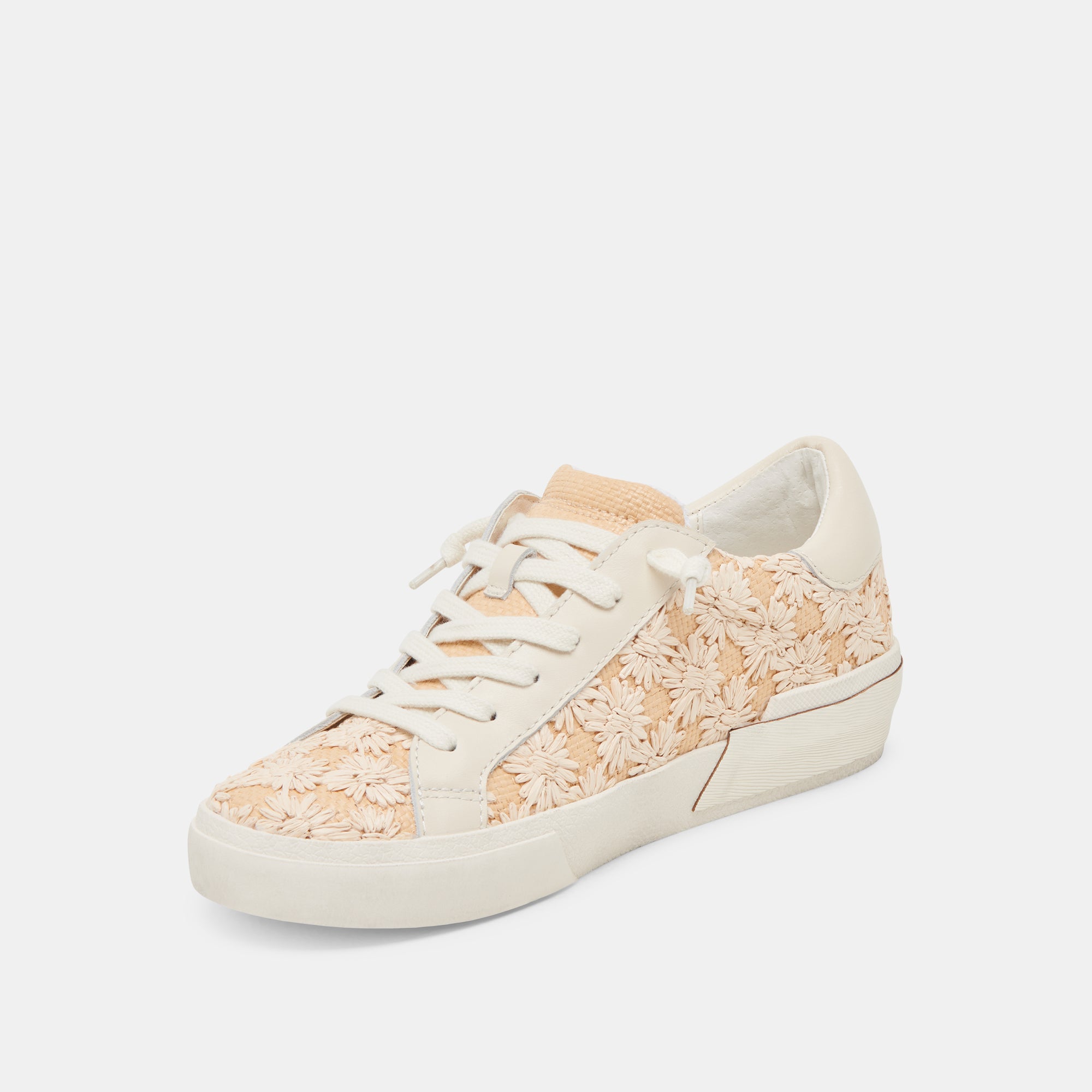 ZINA Floral Sneakers - Women's Fashion Raffia Shoes with Floral Design | Comfortable & Stylish for Summer, Beach, and Casual Outings
