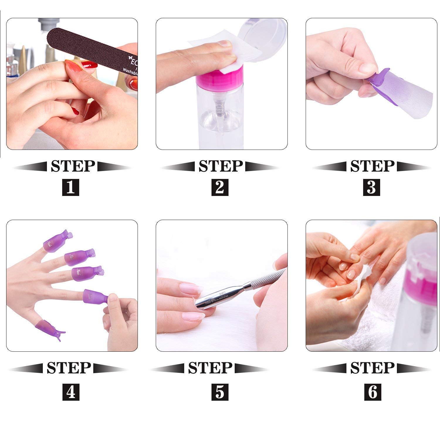 BOLT BEE 4-in-1 Nail Art Kit with Acetone Empty Bottle, Dusting Brush, Nail Pusher & Cuticle Cutter - Professional Manicure Pedicure Tools for Home & Salon Use