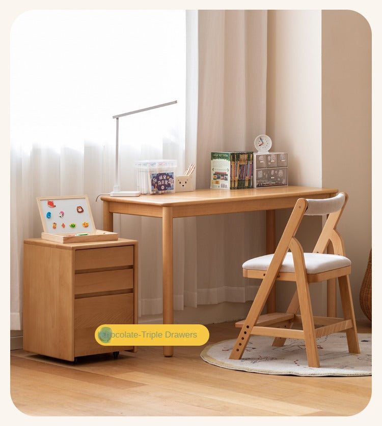 Solid Wood Kids Writing Desk - Beech & Oak Study Table for Children - Perfect for Homework, Drawing & Crafting in Bedroom or Study Room
