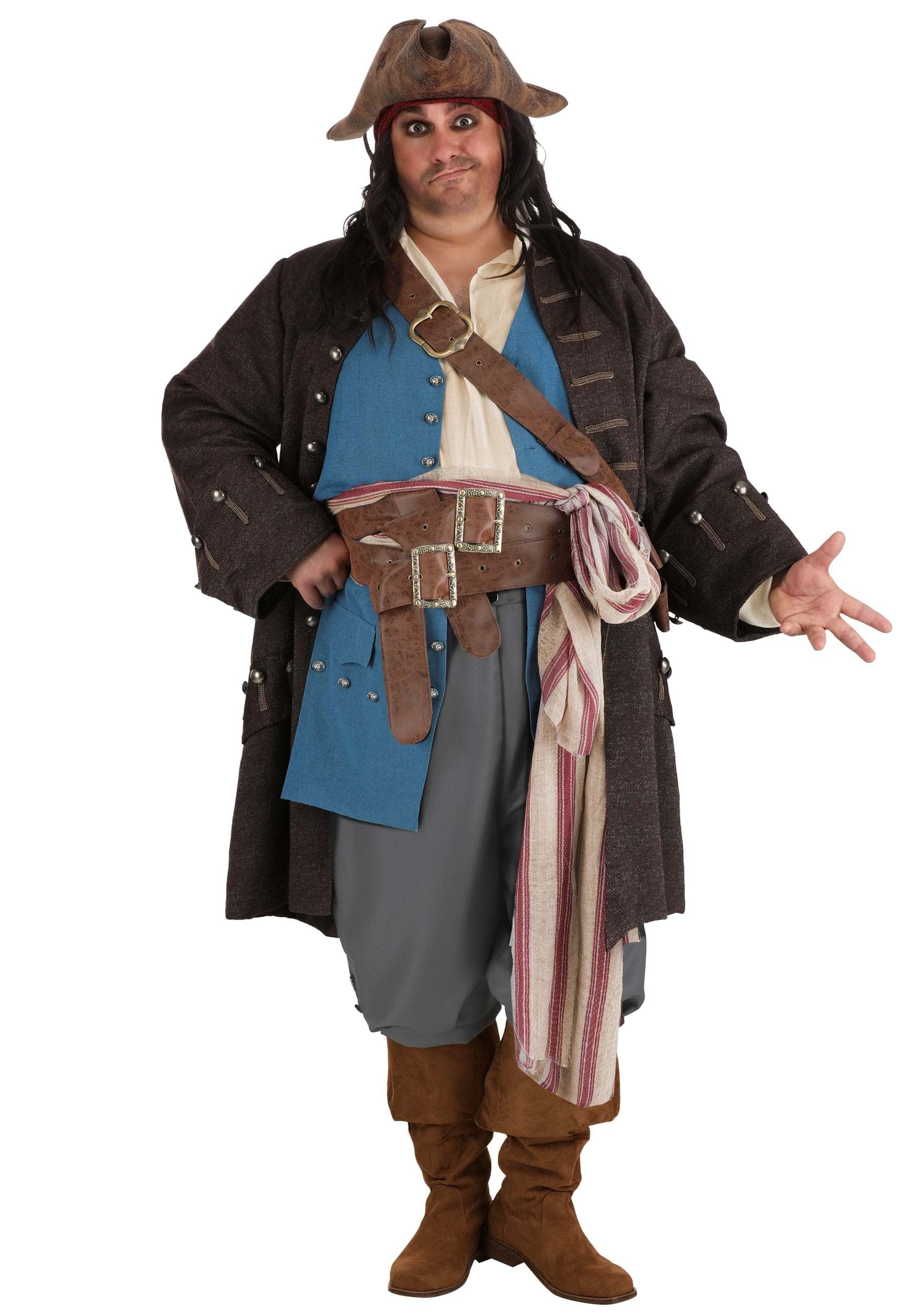 Authentic Pirates of The Caribbean Jack Sparrow Costume for Men - Plus Size Halloween Cosplay Outfit, Perfect for Halloween Parties, Cosplay Events & Themed Gatherings