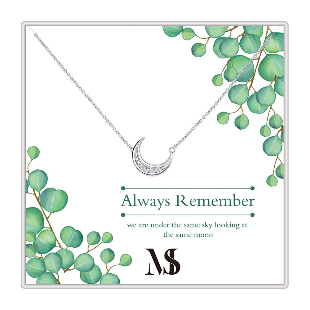 SOULMEET Sterling Silver Moon Necklace for Women - Elegant Birthday Gift, Long Distance Relationship Jewelry, Mother's Day & Christmas Present for Her - Perfect for Romantic Dates, Anniversary Celebrations and Special Occasions