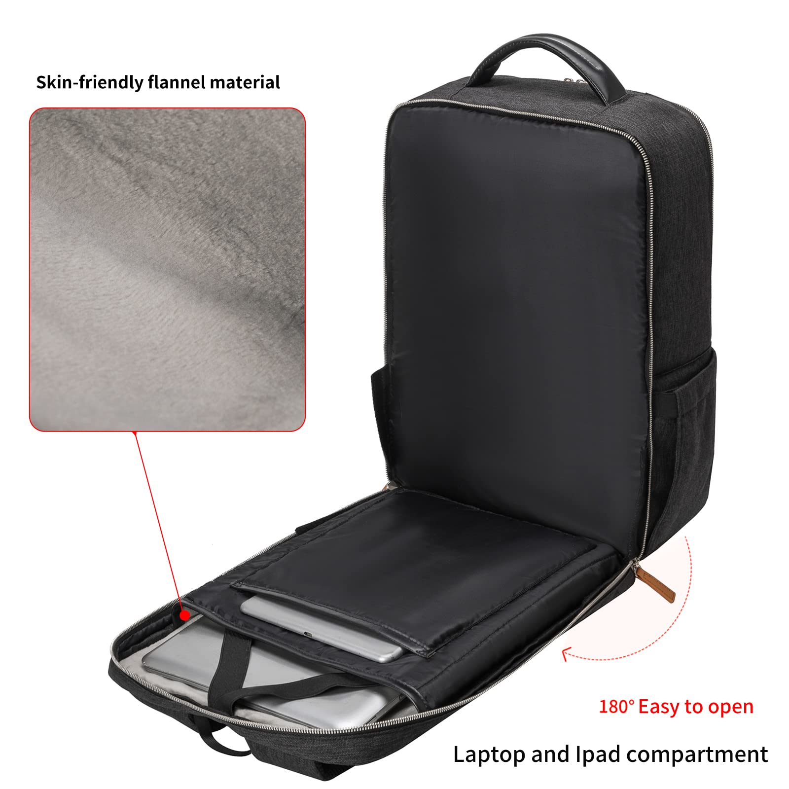 NOBLEMAN Professional Luxury Expandable Leather Laptop Backpack for Men, Waterproof Business Travel Office Backpack Fits 17 Inch Tech Laptop, Perfect for Executive, College, and Daily Commute (Black)