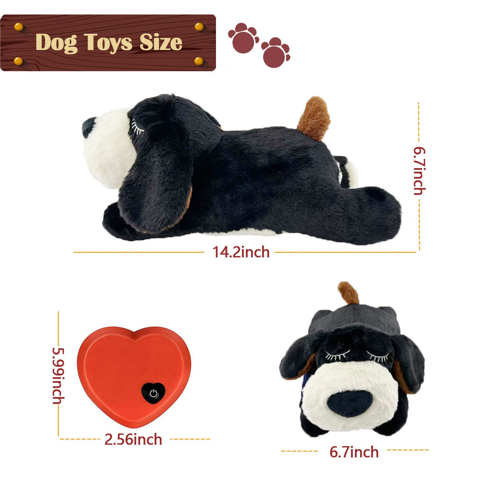 Heartbeat Puppy Toy - Calming Sleep Aid & Anxiety Relief Plush for Small Dogs & Cats | Perfect for Separation Anxiety Training & Comfort | Soft Black Pet Toy for Puppies & Kittens (Use for Bedtime, Crate Training & Stress Relief)