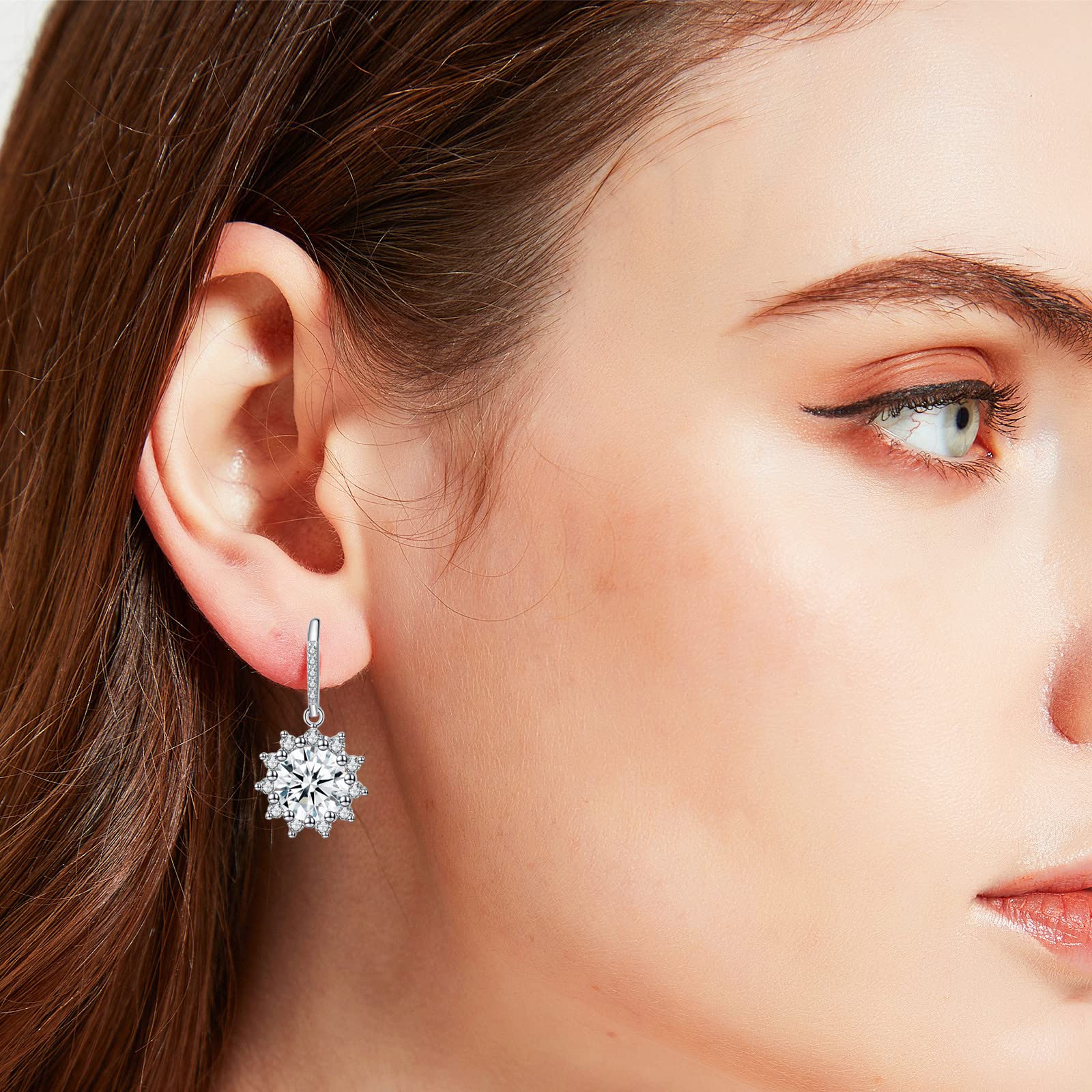 1Ct-3Ct Moissanite Hoop Drop Earrings for Women - Elegant Anniversary Jewelry, Birthday & Valentine's Day Gifts for Wife, Girlfriend or Mom | Perfect for Date Nights, Weddings & Special Occasions