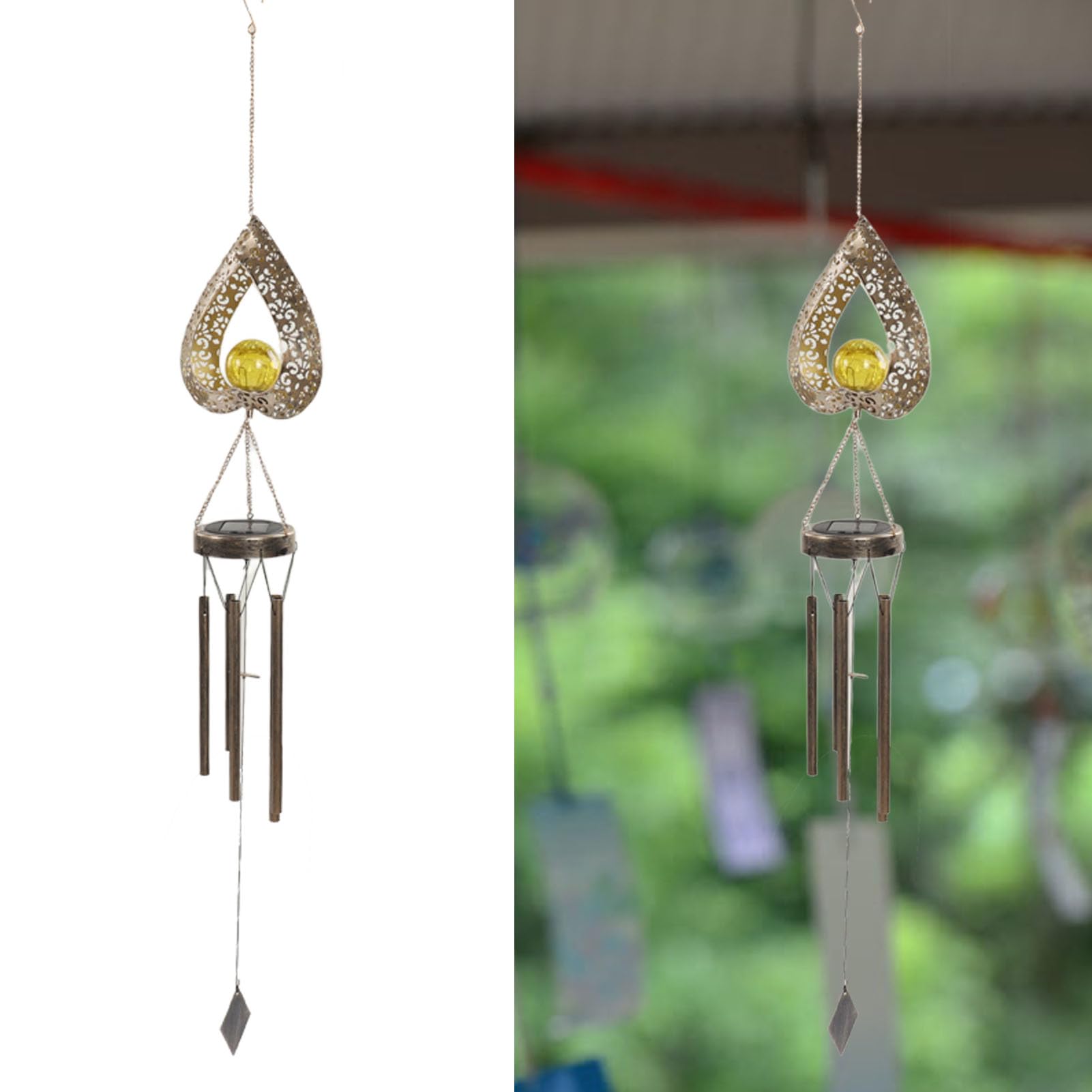 Solar Powered Wind Chimes with LED Lights - Waterproof Metal Outdoor Wind Chimes for Garden, Patio & Yard Decor - Perfect for Evening Ambiance & Relaxation