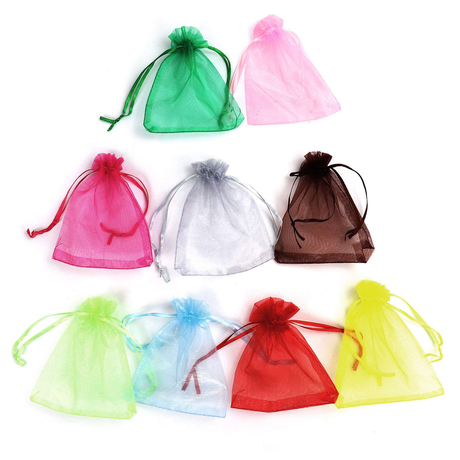 Lautechco 100Pcs 6x8 Inches Mixed Color Organza Drawstring Gift Bags - Perfect for Wedding Favors, Party Gifts, Jewelry Packaging & DIY Crafts