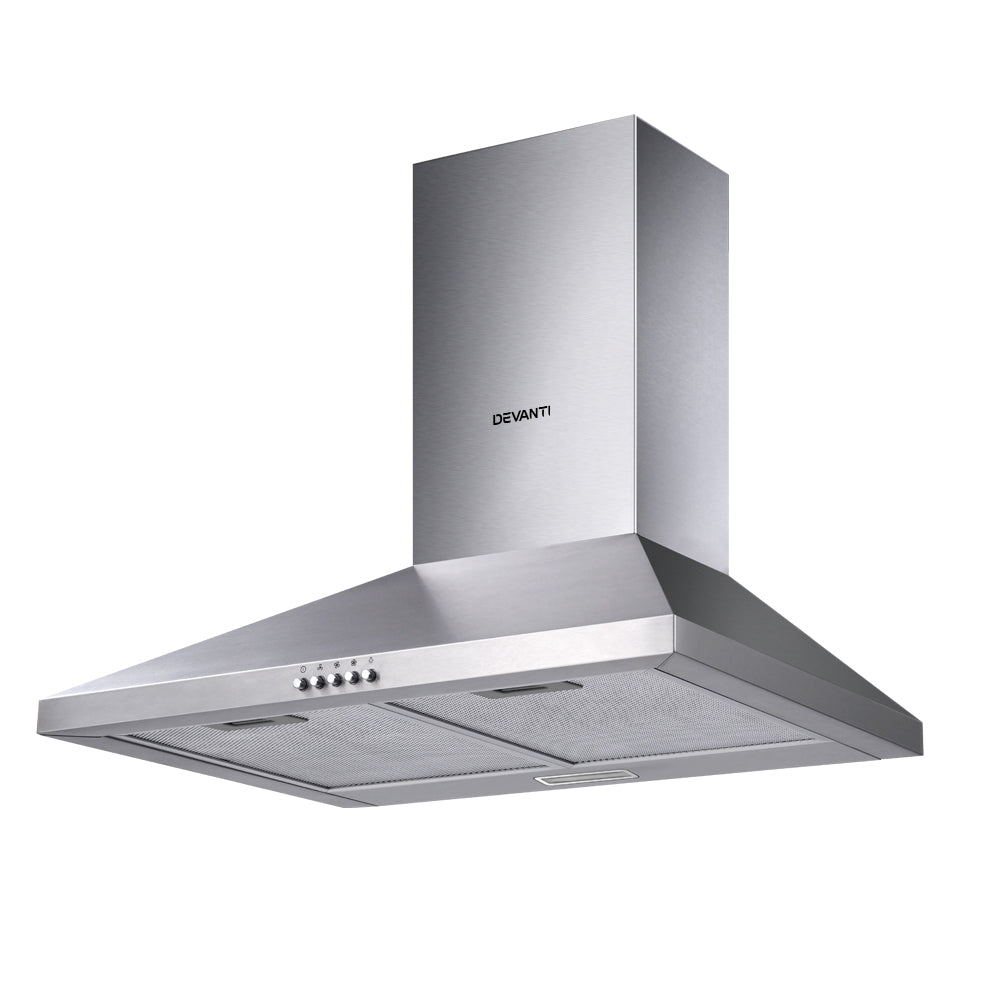 Devanti 600mm Stainless Steel Range Hood - 60cm Kitchen Exhaust Fan with Powerful Suction for Smoke & Odor Removal - Perfect for Modern Home Cooking