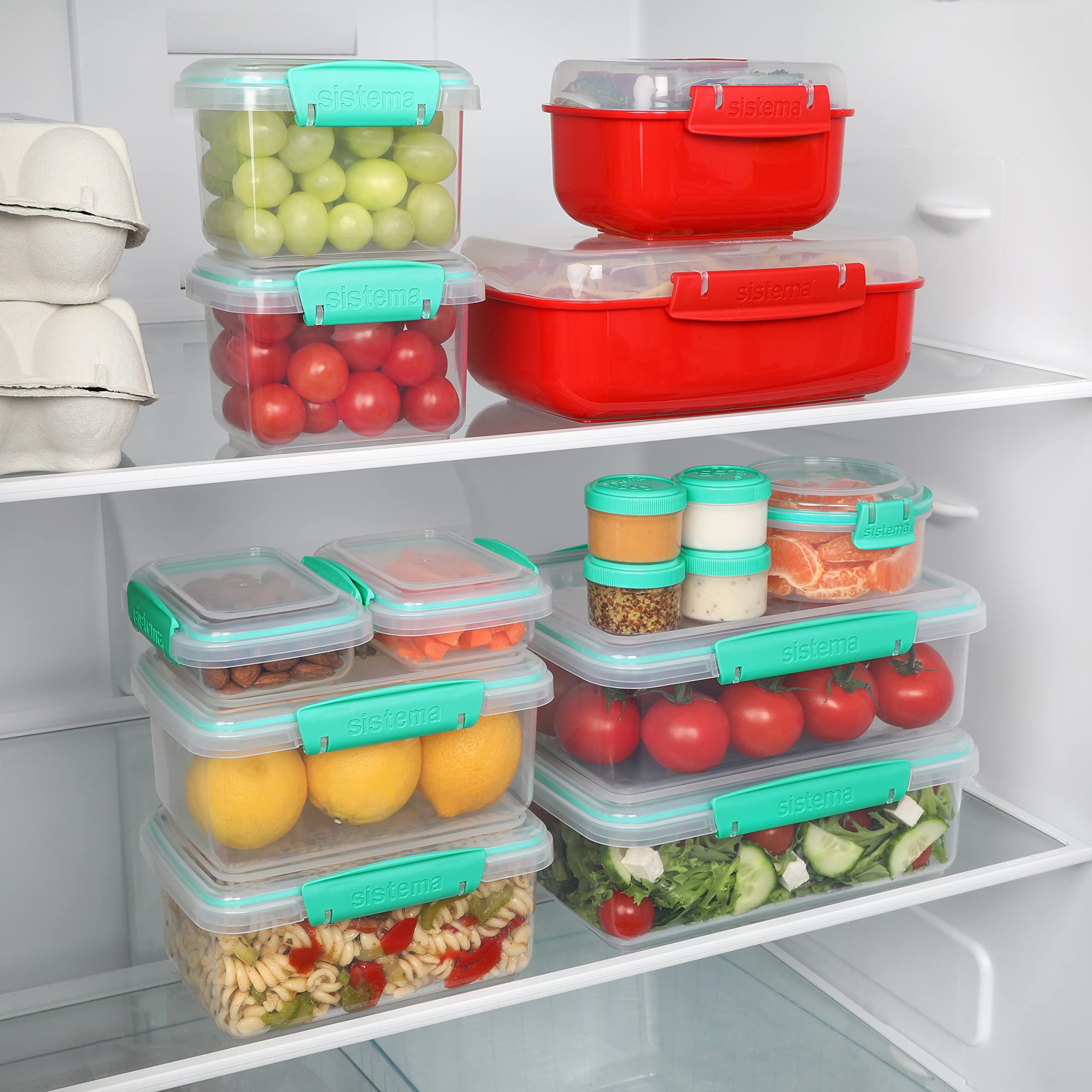 Sistema BPA-Free Plastic Food Storage Containers with Lids - Airtight Kitchen Organizers for Meal Prep, Leftovers & Pantry Organization - Set of 5 (Assorted Sizes) | Perfect for Home, Office & Picnics
