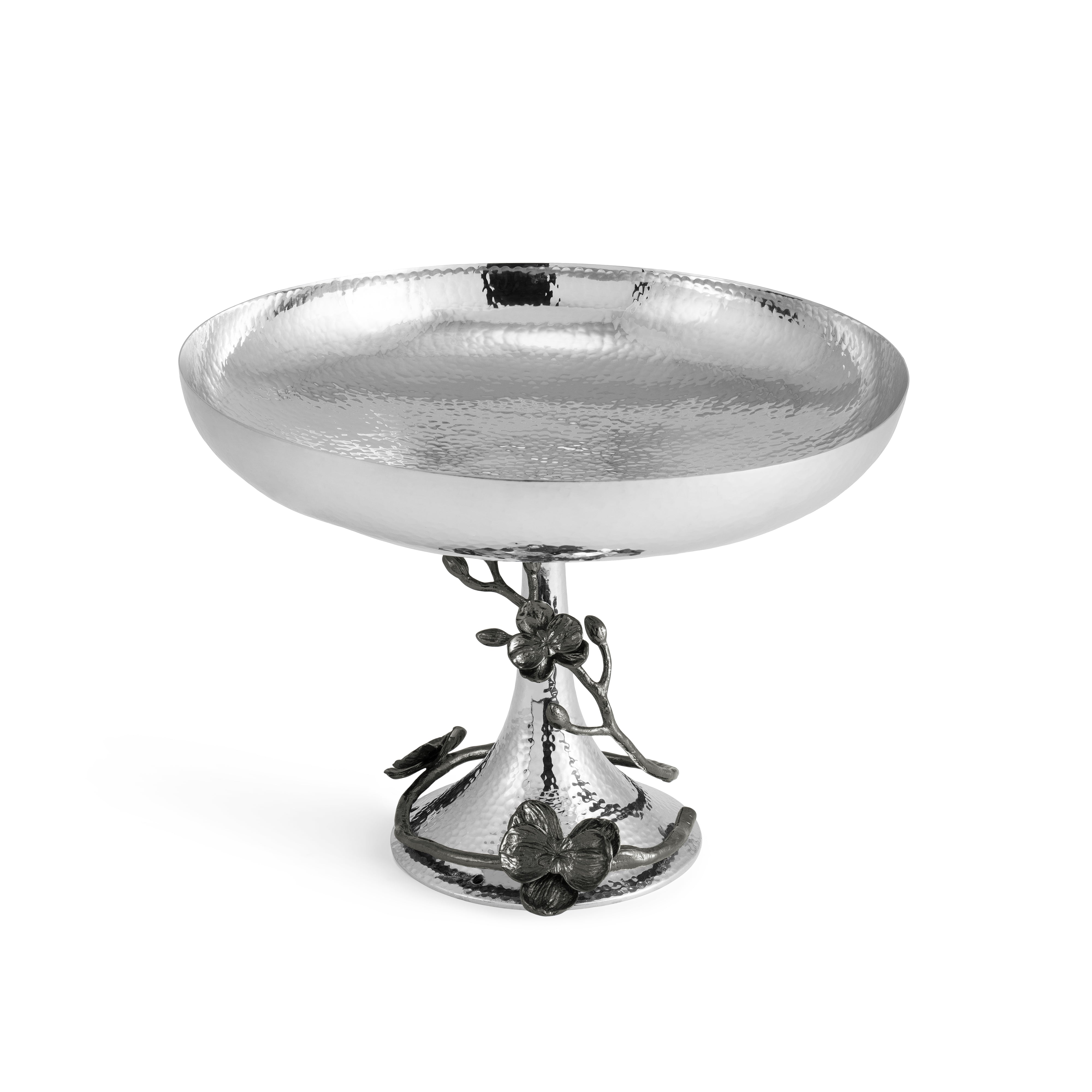 Black Orchid Footed Centerpiece Bowl - Elegant Home Decor for Dining Table, Wedding, and Party Decorations