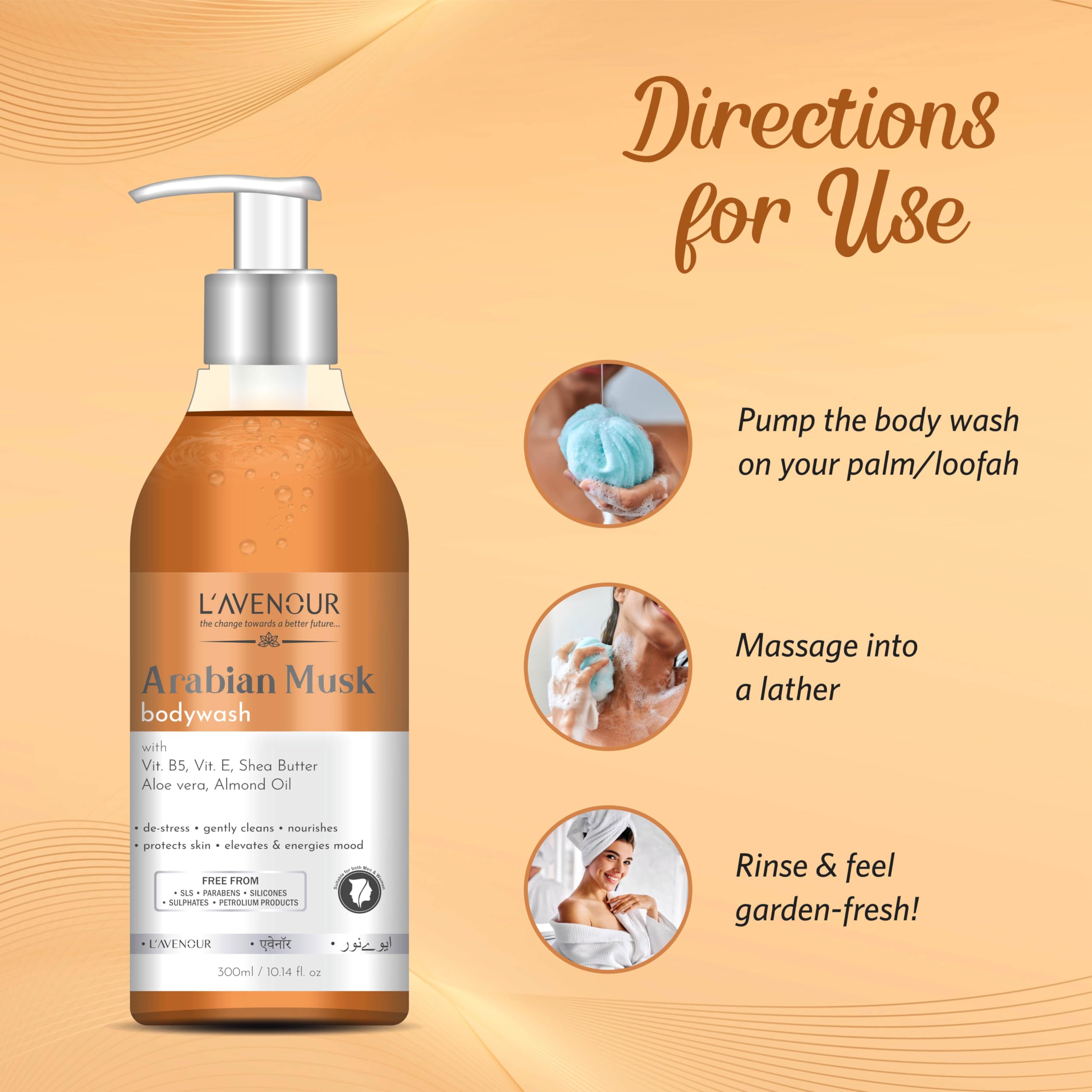 L'avenour Arabian Musk & Moringa Body Wash Combo Set - Moisturizing Shower Gel for Soft, Smooth Skin - Women & Men - Perfect for Daily Shower & Spa Relaxation