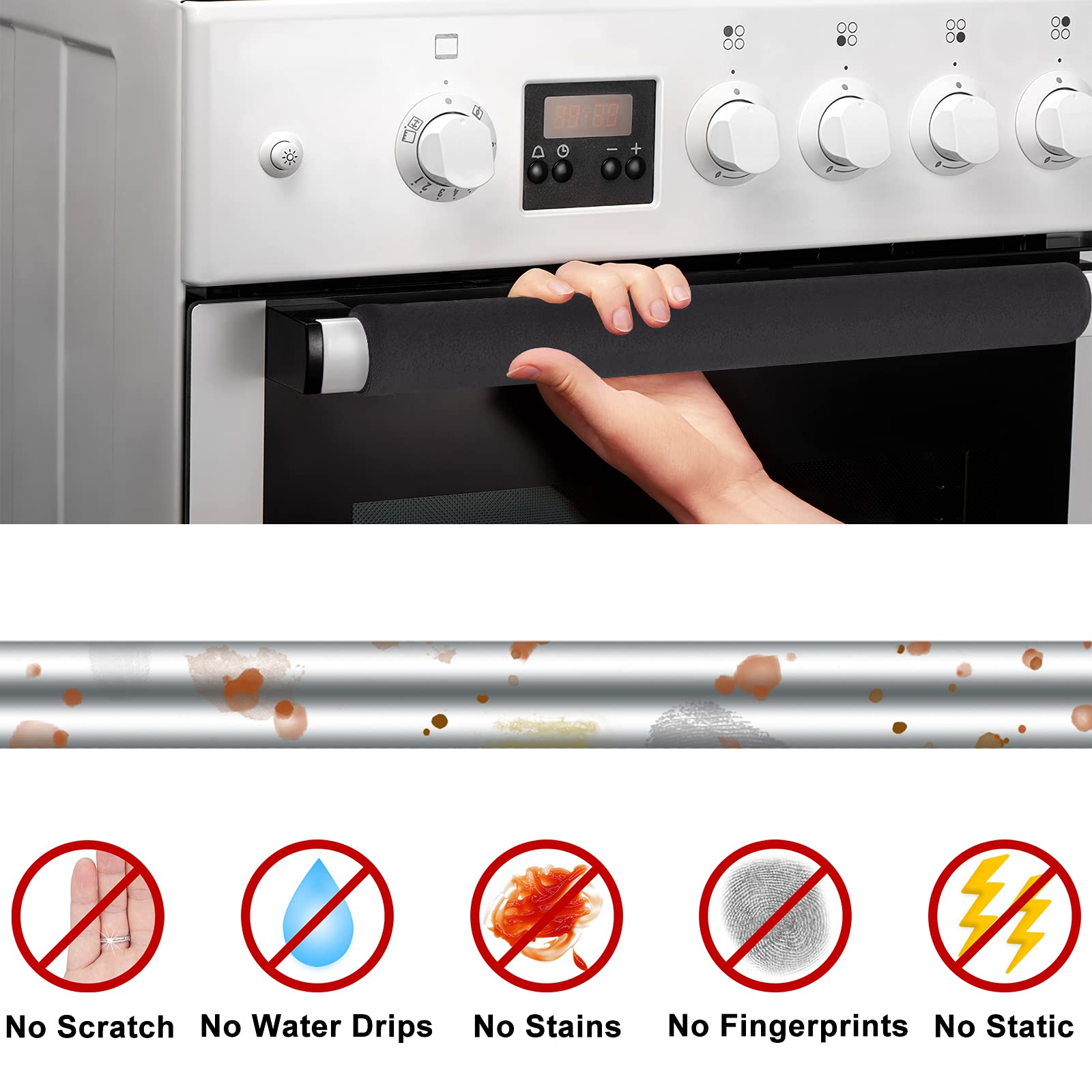 6-Pack Refrigerator Door Handle Covers - Universal Kitchen Appliance Handle Protectors for Fridge, Microwave & Dishwasher - Anti-Fingerprint, Stain-Resistant - Keep Your Appliances Clean & Stylish (Perfect for Modern Kitchens & Home Decor)