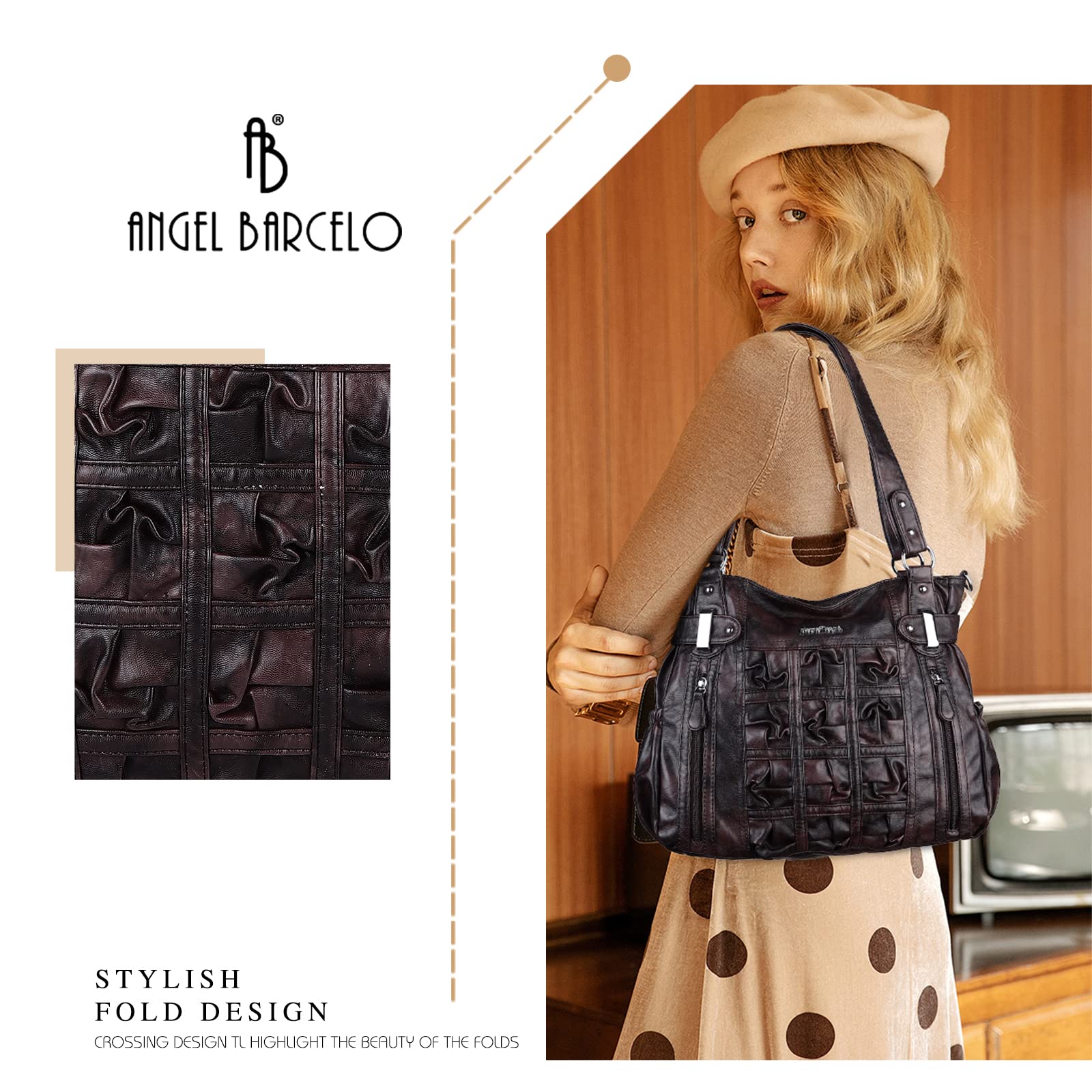 Stylish Angel Barcelo Hobo Purses for Women - Large Fashion Shoulder Bags & Satchel Handbags | Perfect for Work, Travel, and Everyday Use