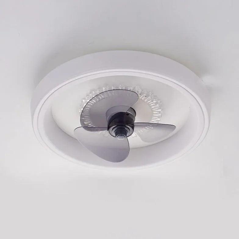Modern Round Clear Glass Ceiling Fan with LED Light - Perfect for Living Room, Bedroom, and Office Spaces