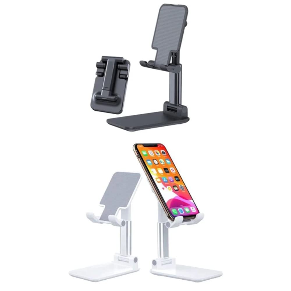 Premium Cell Phone Stand Holder - Adjustable & Sturdy Phone Dock for Desk, Compatible with iPhone, Samsung, Google Pixel - Perfect for Home Office, Video Calls, and Hands-Free Viewing (White)