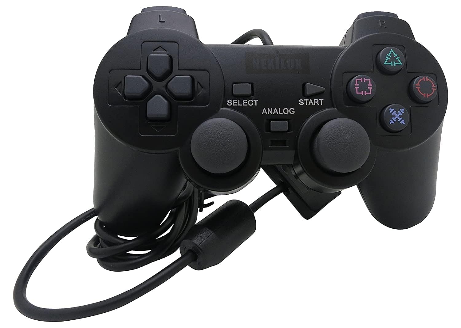 NEXiLUX Wireless PS2 Controller - Compatible with Sony PlayStation 2, PS1 & PSone | Ergonomic Design | Plug & Play | Perfect for Retro Gaming & Classic Game Nights (Black)