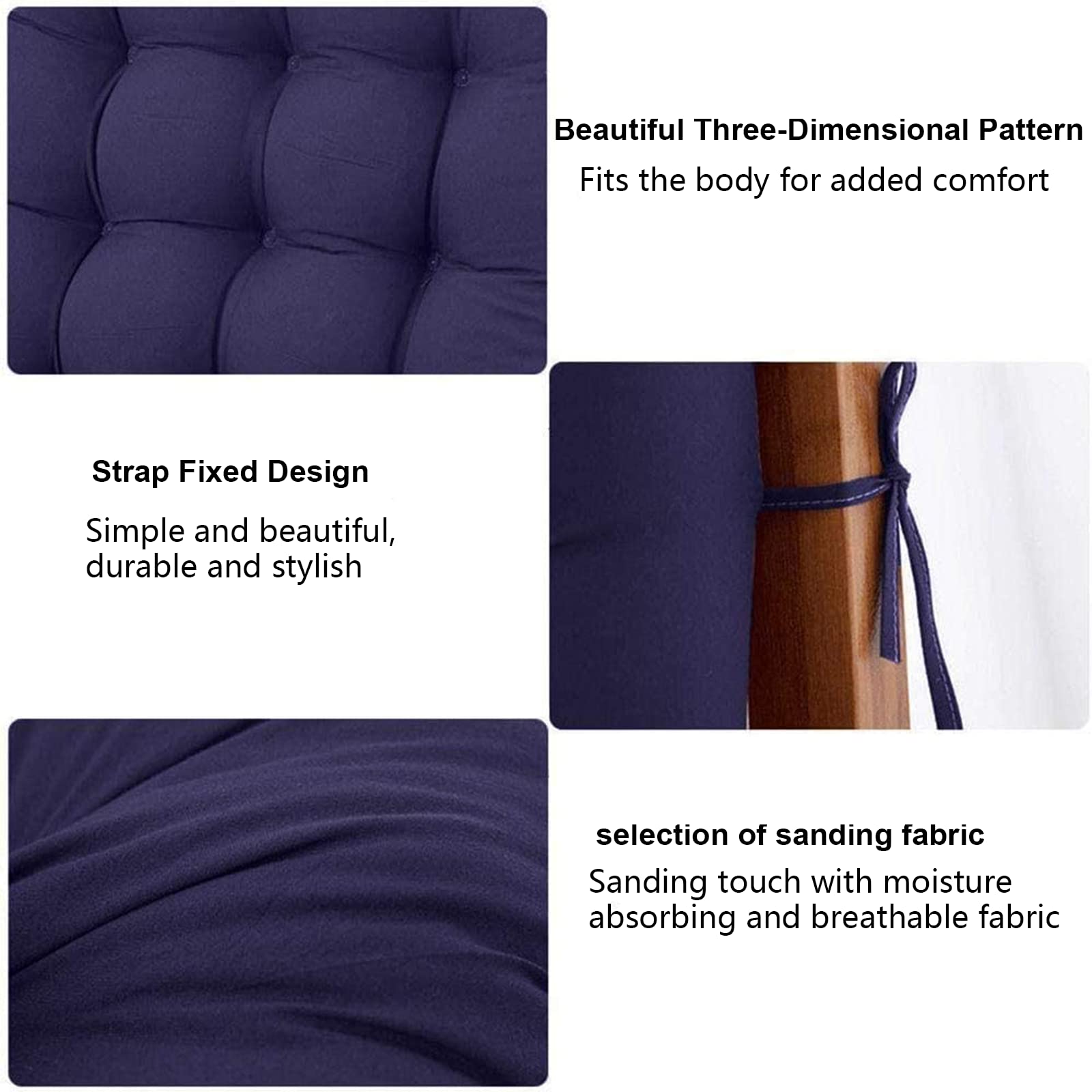 Premium Non-Slip Rocking Chair Cushion Set - Thick Overstuffed Indoor/Outdoor Patio Chair Pads - Comfortable Gray Cushions for Porch, Garden & Nursery Relaxation