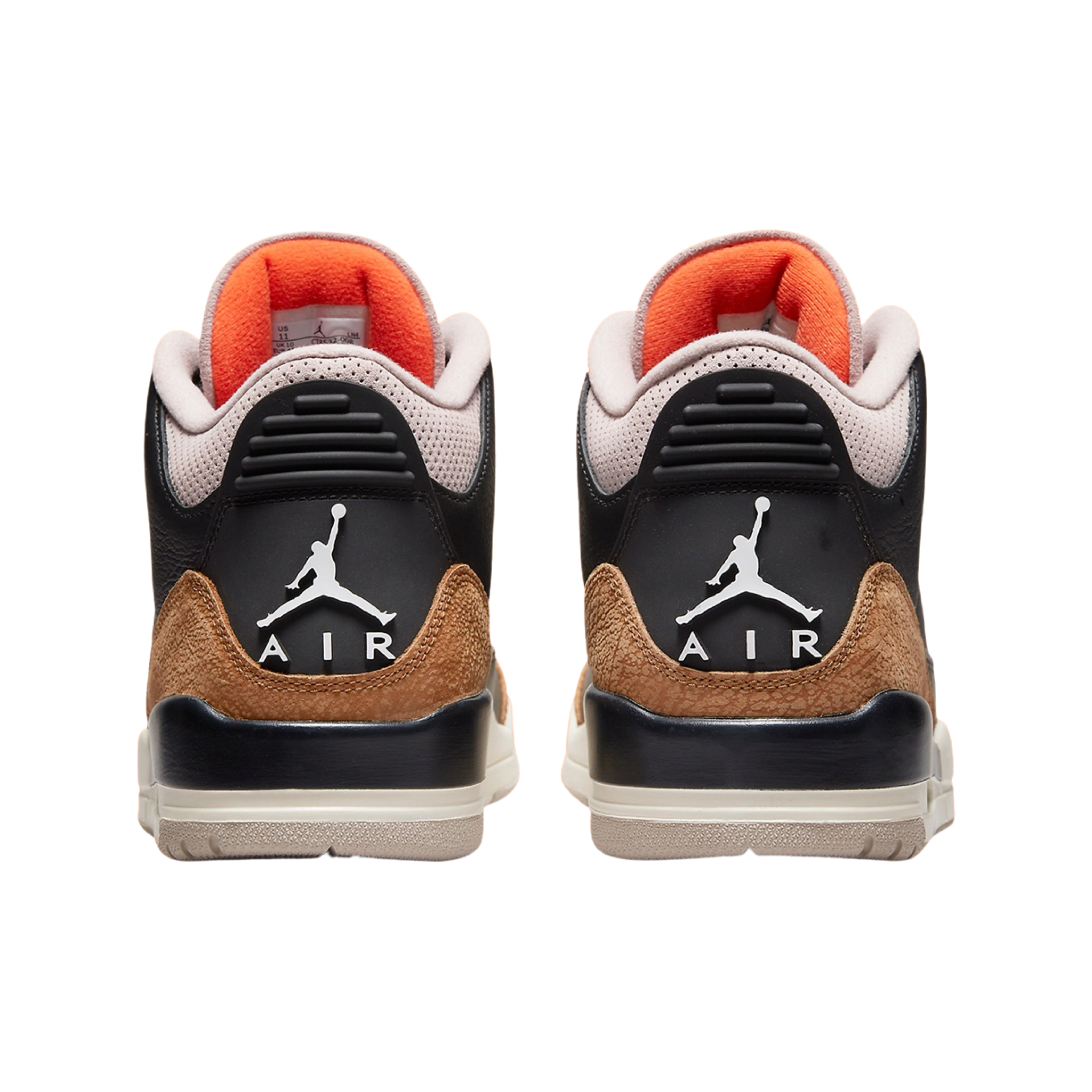 Air Jordan 3 Retro Fossil Stone Black Rush Orange Sneakers - Men's Basketball Shoes for Casual Wear & Street Style Fashion