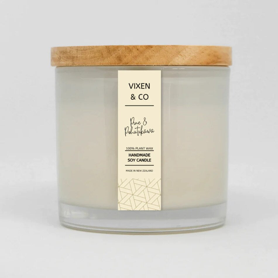 Vixen & Co Husky Scented Candle - Pine & Pōhutukawa Fragrance - Home Decor, Aromatherapy, Relaxation Gift for Holidays & Cozy Nights