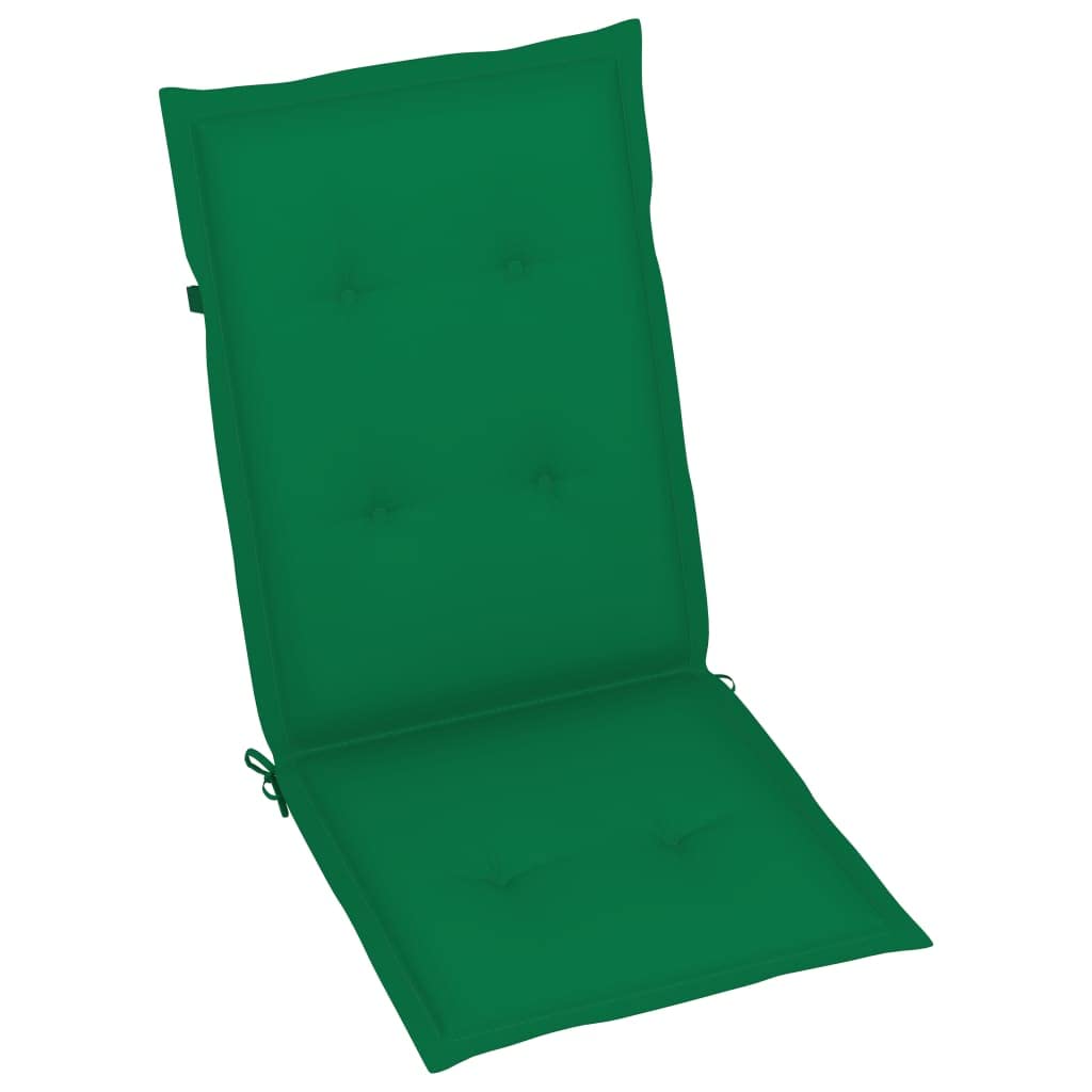 Premium Solid Teak Wood Patio Chairs Set - Adjustable Backrest with Green Cushions, Weather-Resistant & Foldable Outdoor Furniture for Garden, Poolside, and Backyard Relaxation