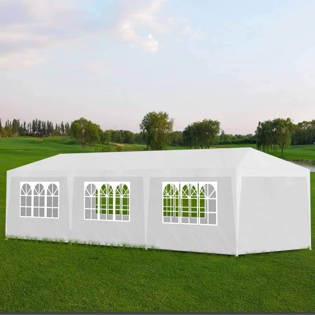 FAMIROSA 10'x30' Heavy Duty Party Tent - Waterproof Outdoor Gazebo Canopy with Steel Frame for Patio, Wedding, BBQ, Camping & Catering Events - Perfect for Backyard Parties, Beach Gatherings & Festival Shelter (White)