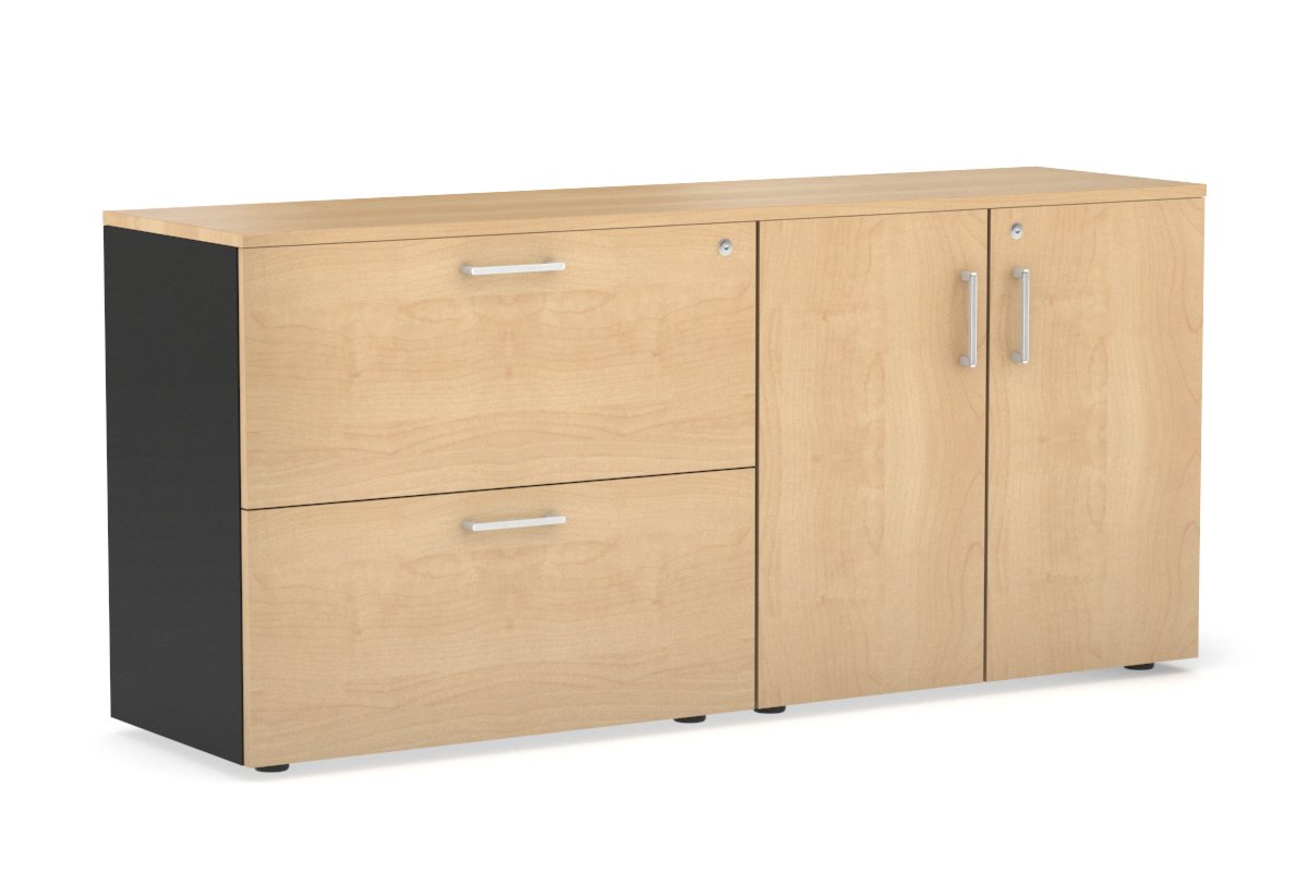 2-Drawer Lateral File Cabinet with 2-Door Storage Cupboard - Office Organization & Document Storage Solution for Home & Business Workspaces