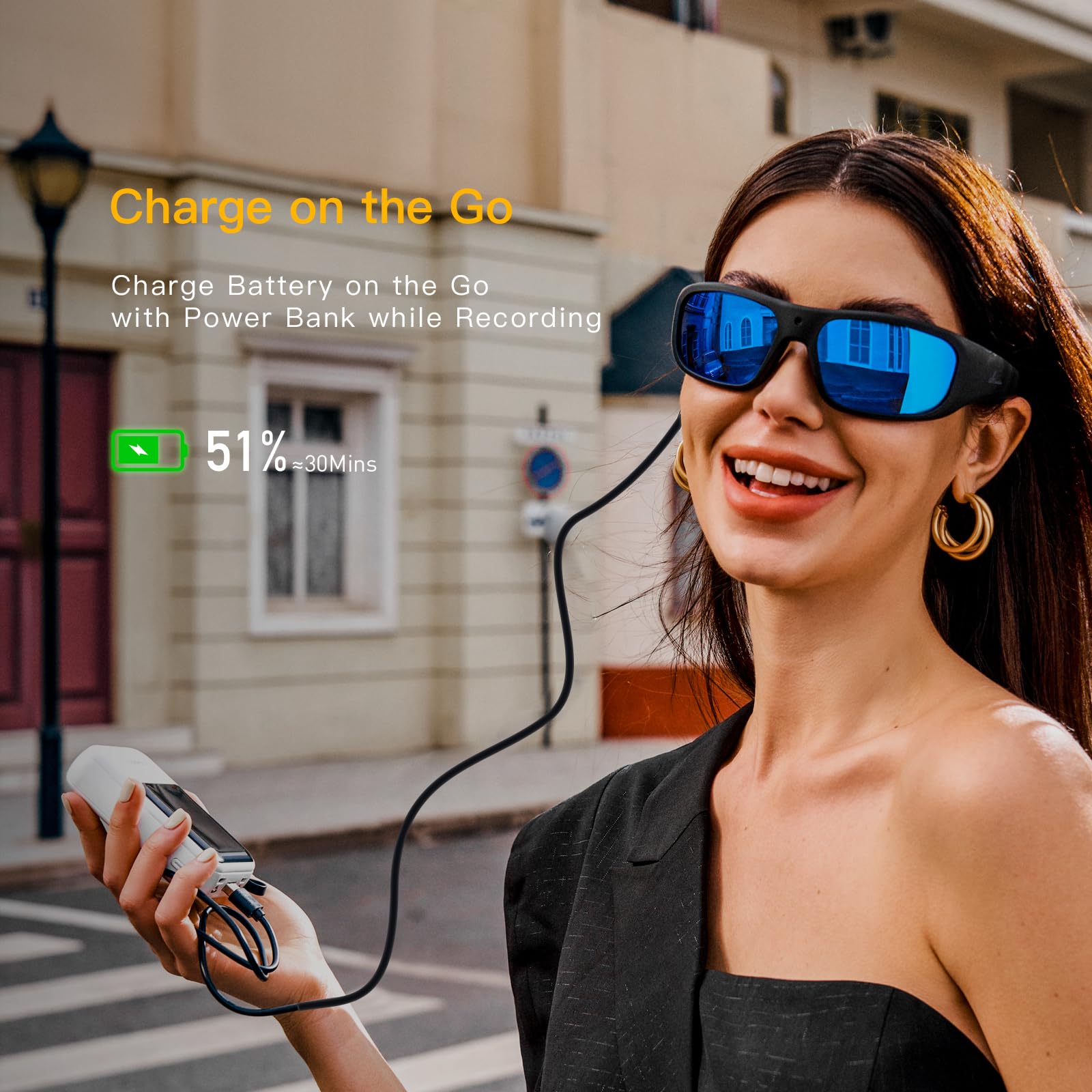 OhO 128GB Camera Glasses - 24MP HD 1080P H.265 Smart Sunglasses with UV400 Protection for Outdoor Sports, Cycling, Hiking & Travel - Unisex Wearable Tech for Hands-Free Recording