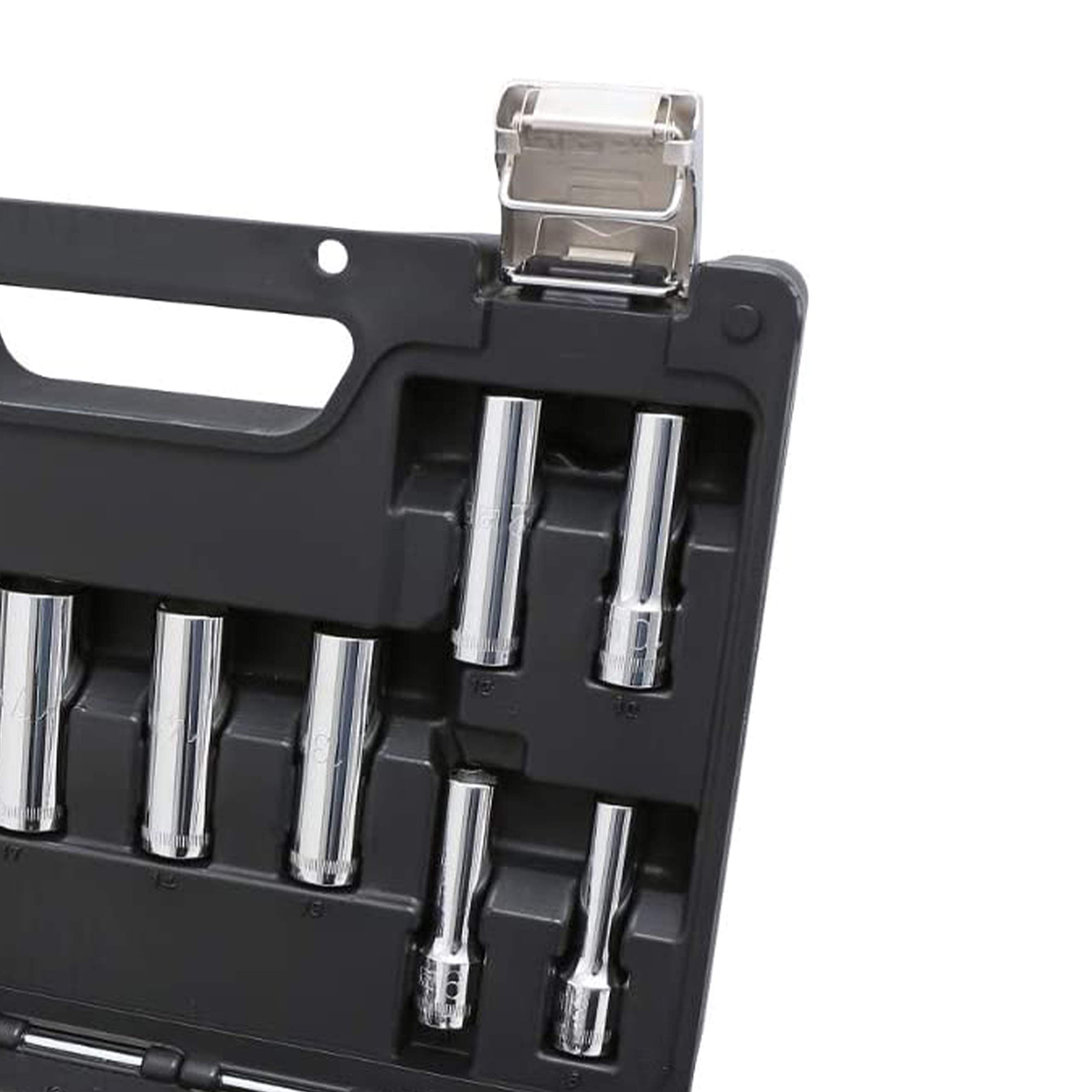 Beta BE 913E/C33 33-Piece Socket Wrench Set in Durable Plastic Case - Silver/Black Workshop Tools for Automotive Repair & DIY Projects