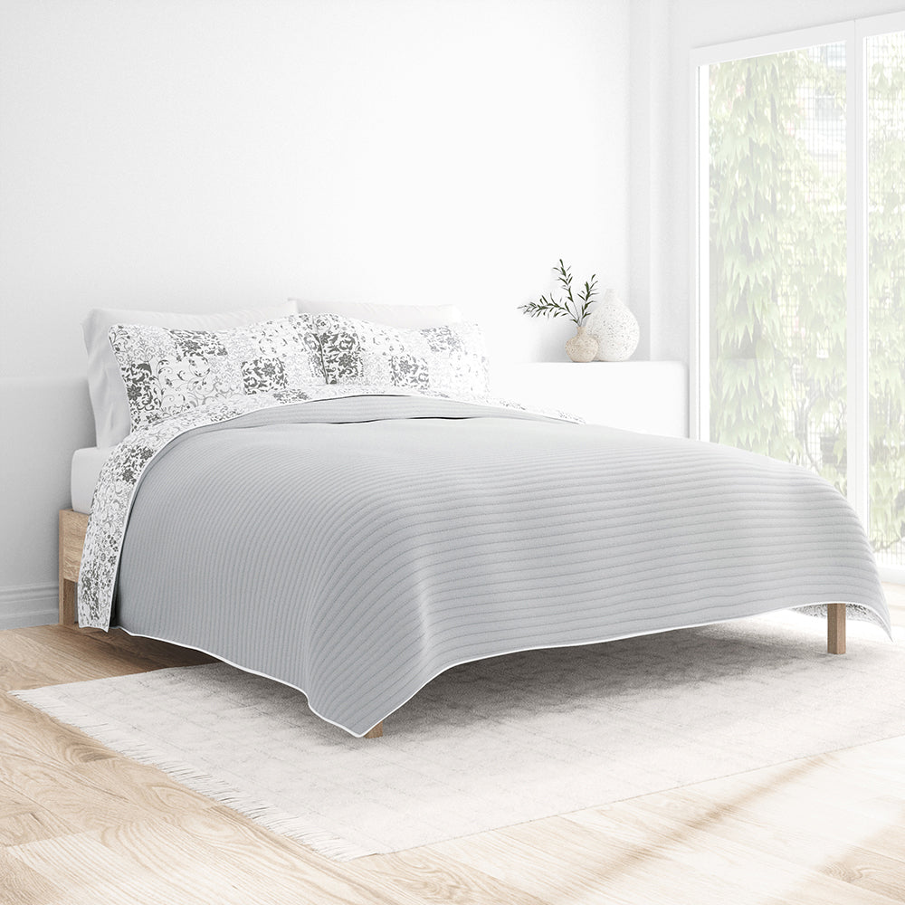 Floral 3-Piece Quilted Coverlet Set - Soft Bedspread for Queen Size Bed - Perfect for Spring & Summer Bedroom Decor
