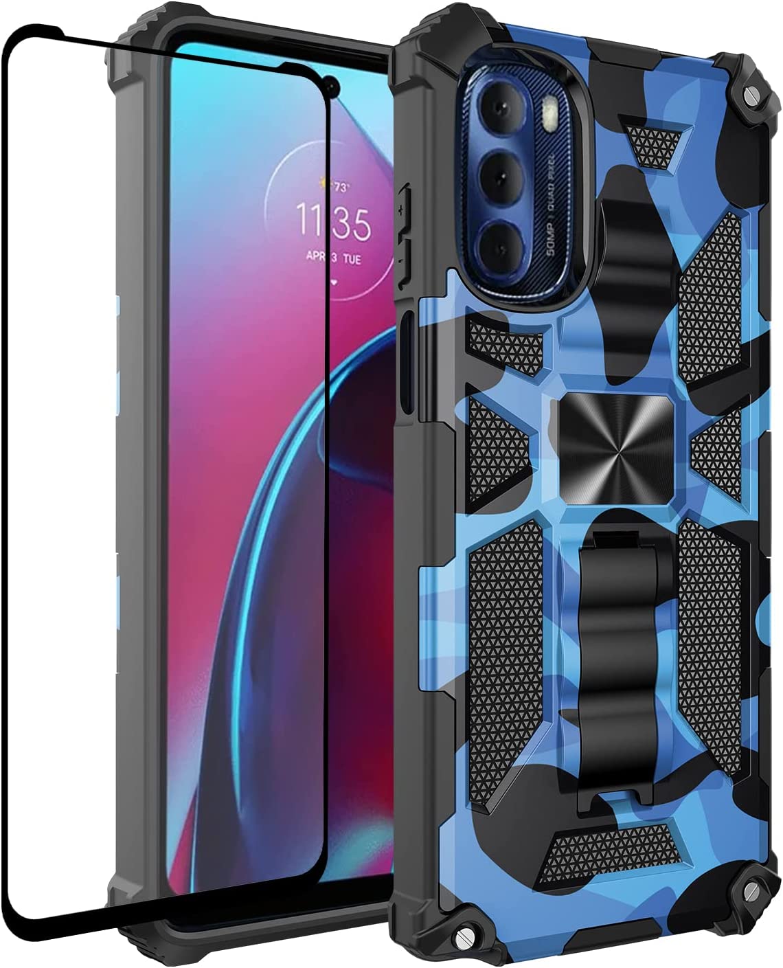 Motorola Edge Plus Case with Moto Edge Tempered Glass Screen Protector - Camo Tree Design for Men | Shockproof & Scratch-Resistant Protection for Everyday Use & Outdoor Activities