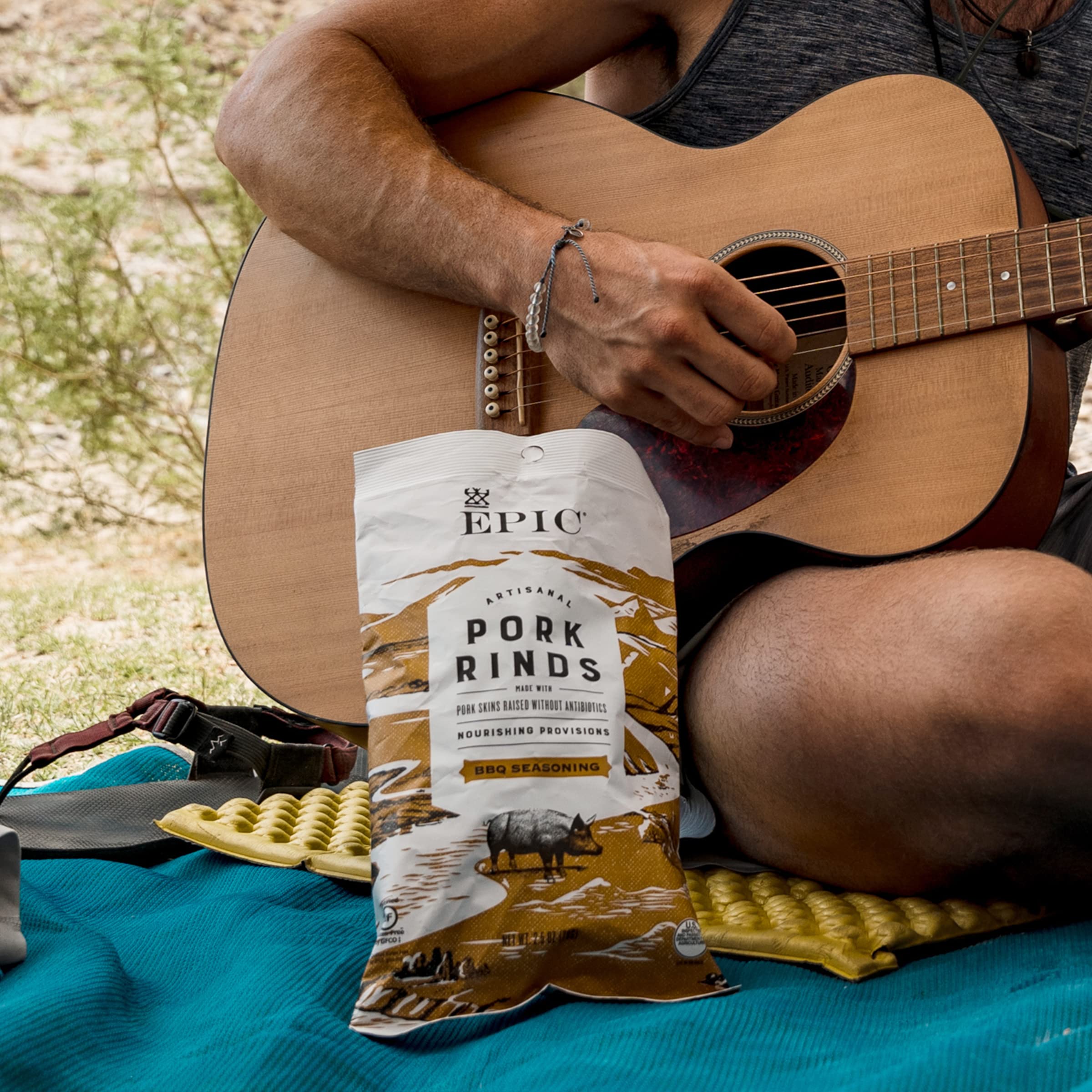 EPIC Artisanal BBQ Pork Rinds Snacks - Keto, Paleo & Gluten Free Protein Chips - 2.5oz Bags (3-Pack) - Perfect for Low Carb Diets, Road Trips & Game Day Parties