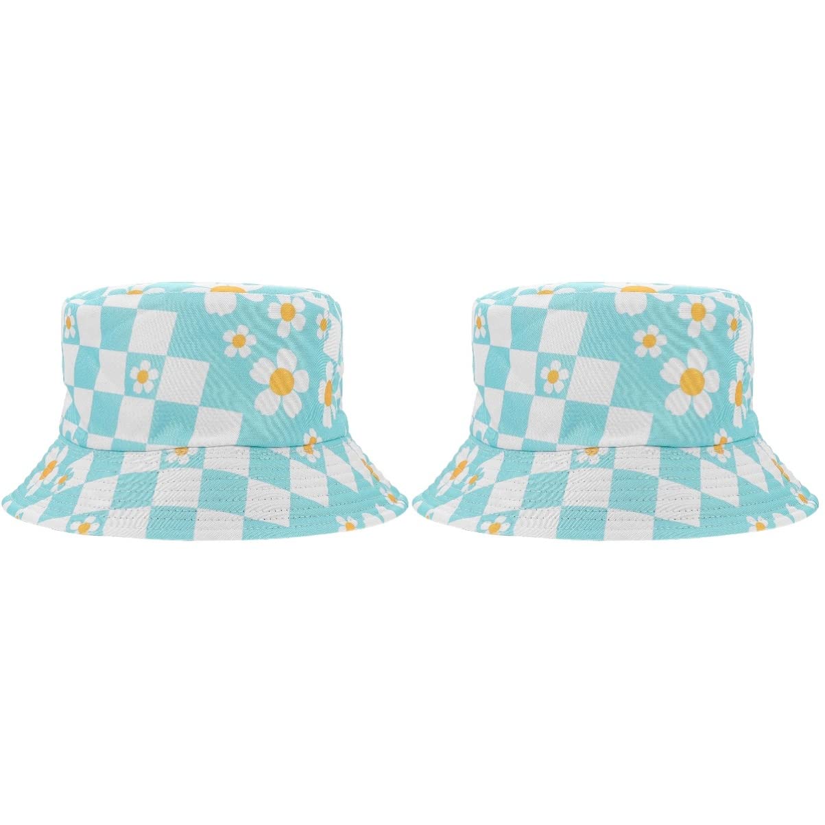 Gatuida 2 Pack Women's Summer Bucket Hats - Packable UV Protection Fisherman Cap with Checkerboard Design for Beach, Travel & Outdoor Activities