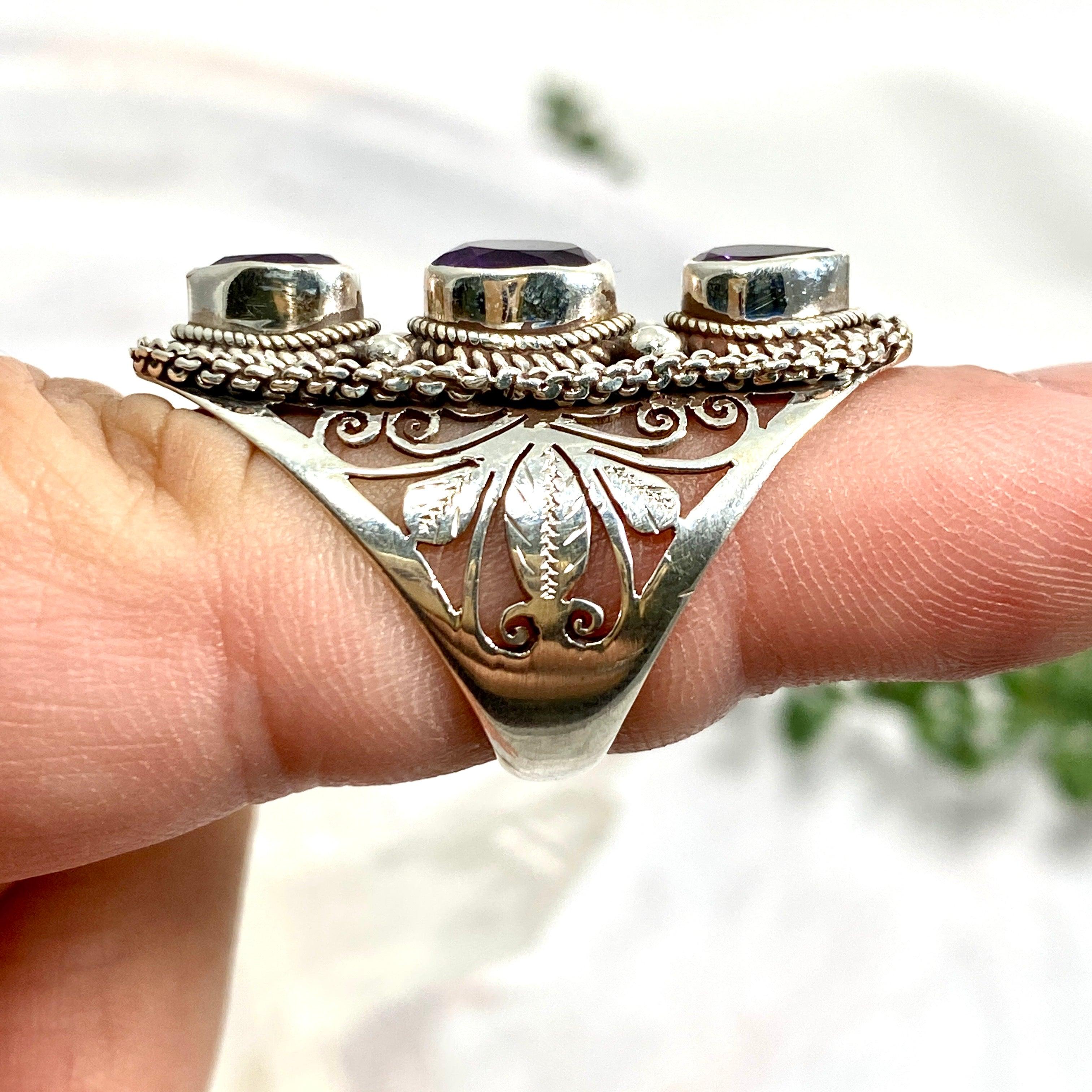 Boho Style R4058 Amethyst Multi-Stone Ring Size 7 - Elegant Bohemian Jewelry for Women, Perfect for Festivals, Weddings & Everyday Wear