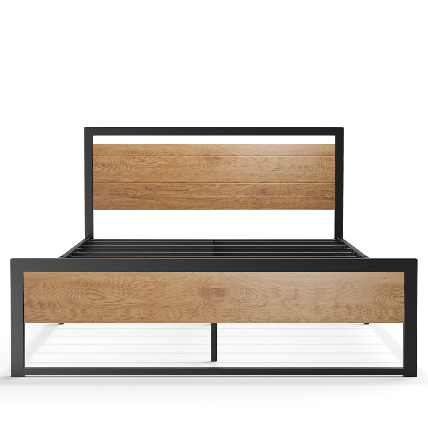 BONSOIR King Size Bed Frame - Sturdy Steel Platform with Wooden Headboard & Footboard, Heavy Duty Support for Master Bedroom - Perfect for Home, Apartment, and Guest Room Use
