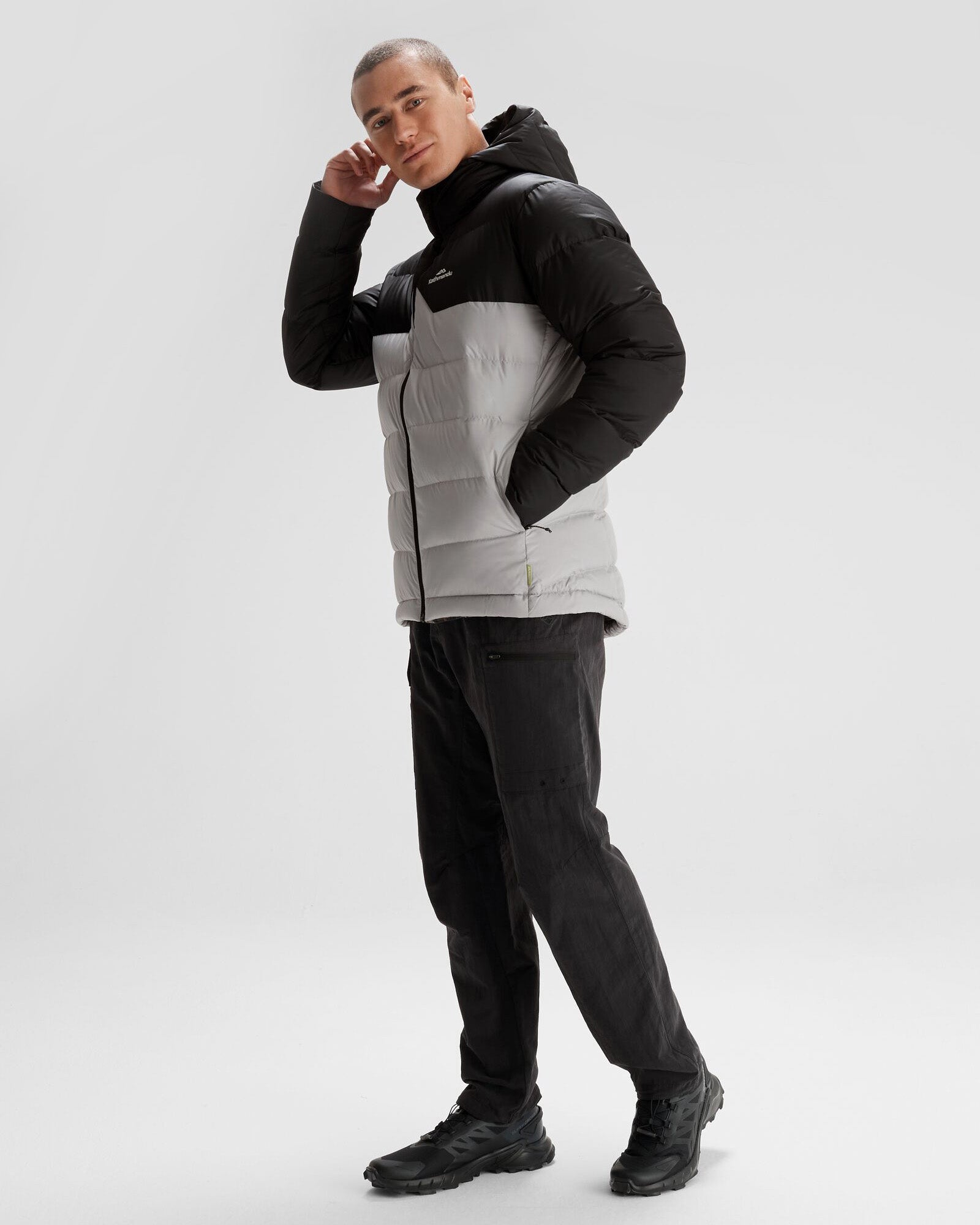 Men's Epiq Hooded Down Jacket - Steel Grey/Black - Winter Warm Waterproof Puffer Coat for Outdoor Activities & Daily Wear
