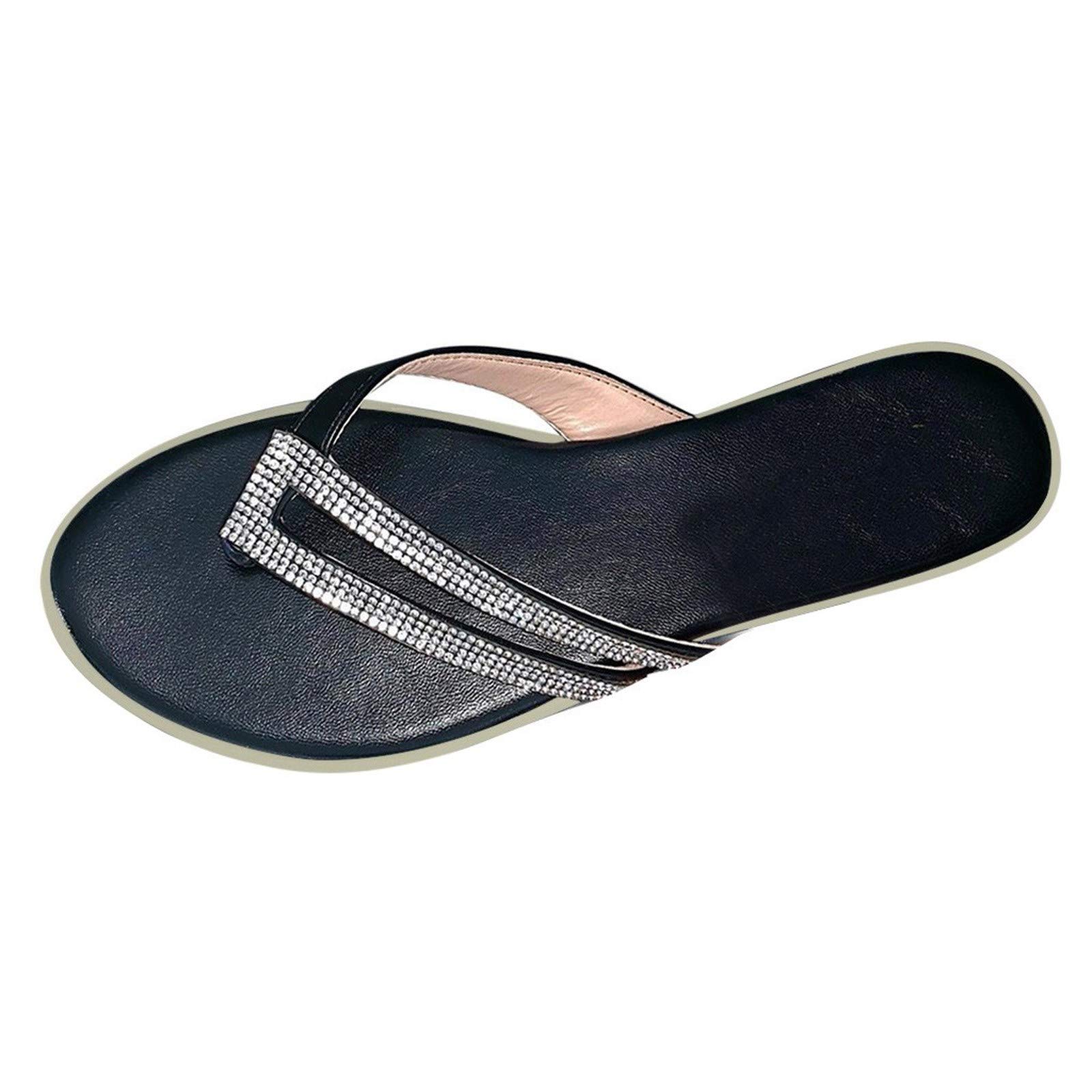 Women's Rhinestone Flip Flops - Open Toe Casual Beach Sandals for Summer | Comfortable Slippers for Poolside, Vacation & Outdoor Wear
