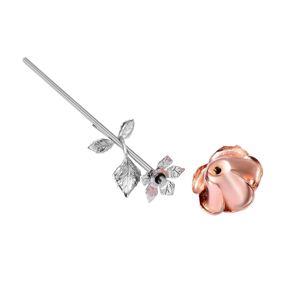 Stainless Steel Cremation Jewelry for Ashes - Memorial Urn Keepsake with Rose Flower Design - Multifunctional Funeral Decoration (Silver & Rose Gold) | Perfect for Honoring Loved Ones, Memorial Services & Keepsake Gifts