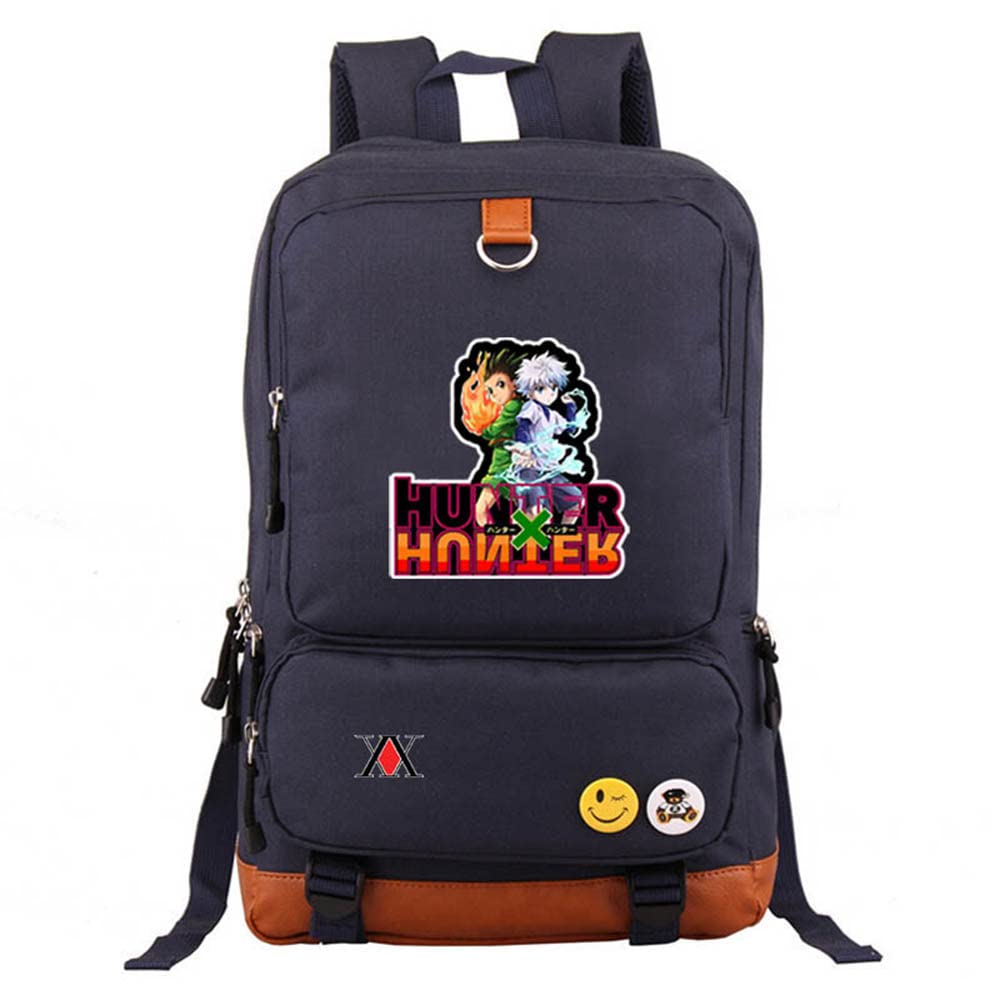 Hunter x Hunter Anime Backpack - Large Capacity Laptop Bag for College & School - Cosplay Casual Backpack for Men & Women (Navy Blue) - Perfect for Anime Conventions, Daily Commute & Travel