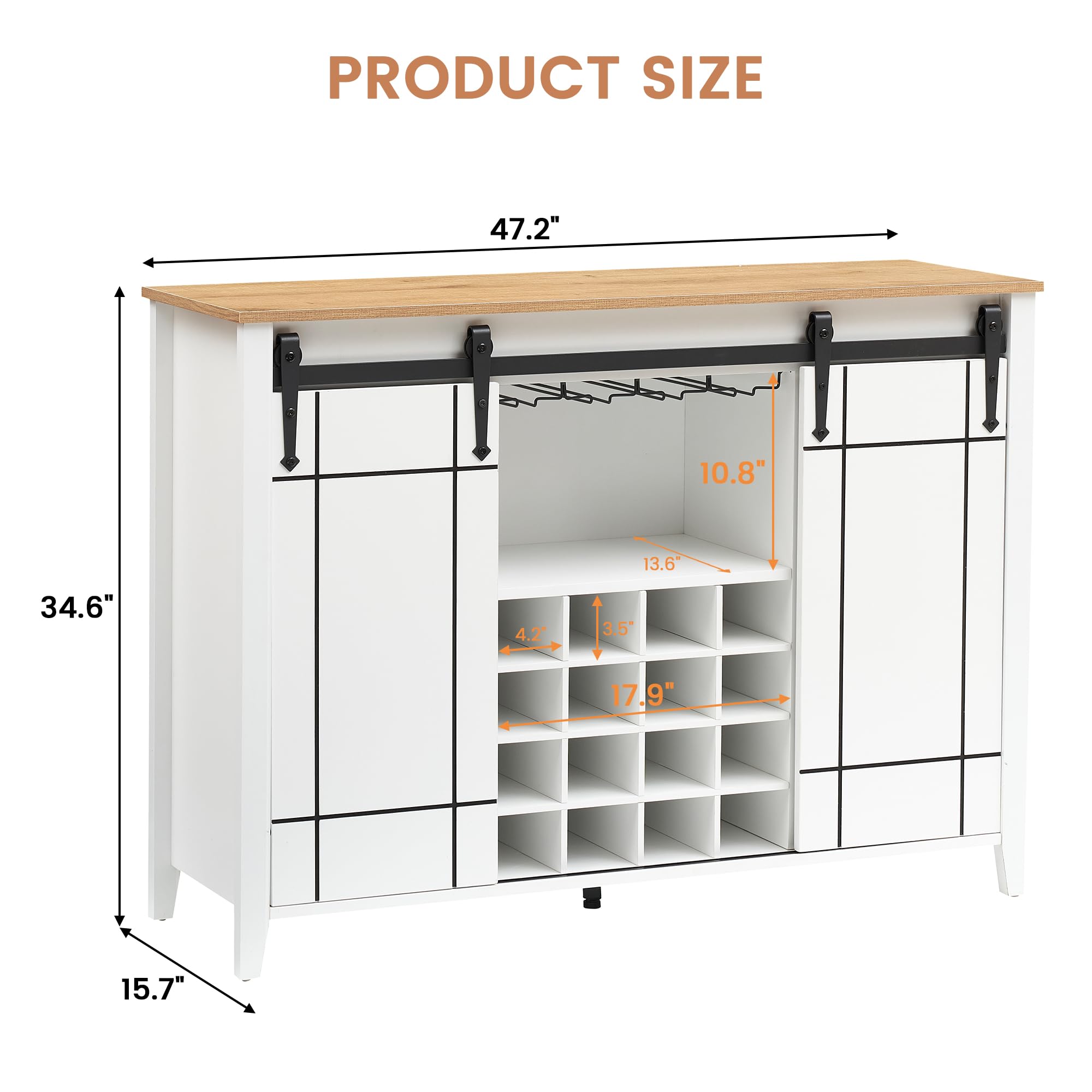 Farmhouse Coffee Bar Cabinet with Storage - 47