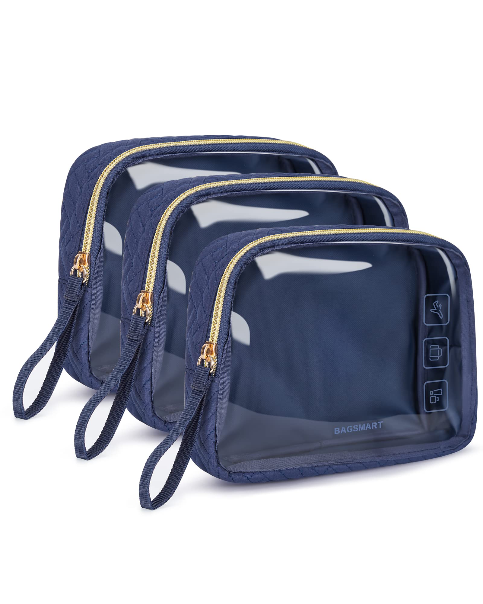 BAGSMART TSA Approved Toiletry Bag 3-Pack - Clear Travel Cosmetic Organizer for Carry-On Essentials - Perfect for Air Travel & Vacation Packing