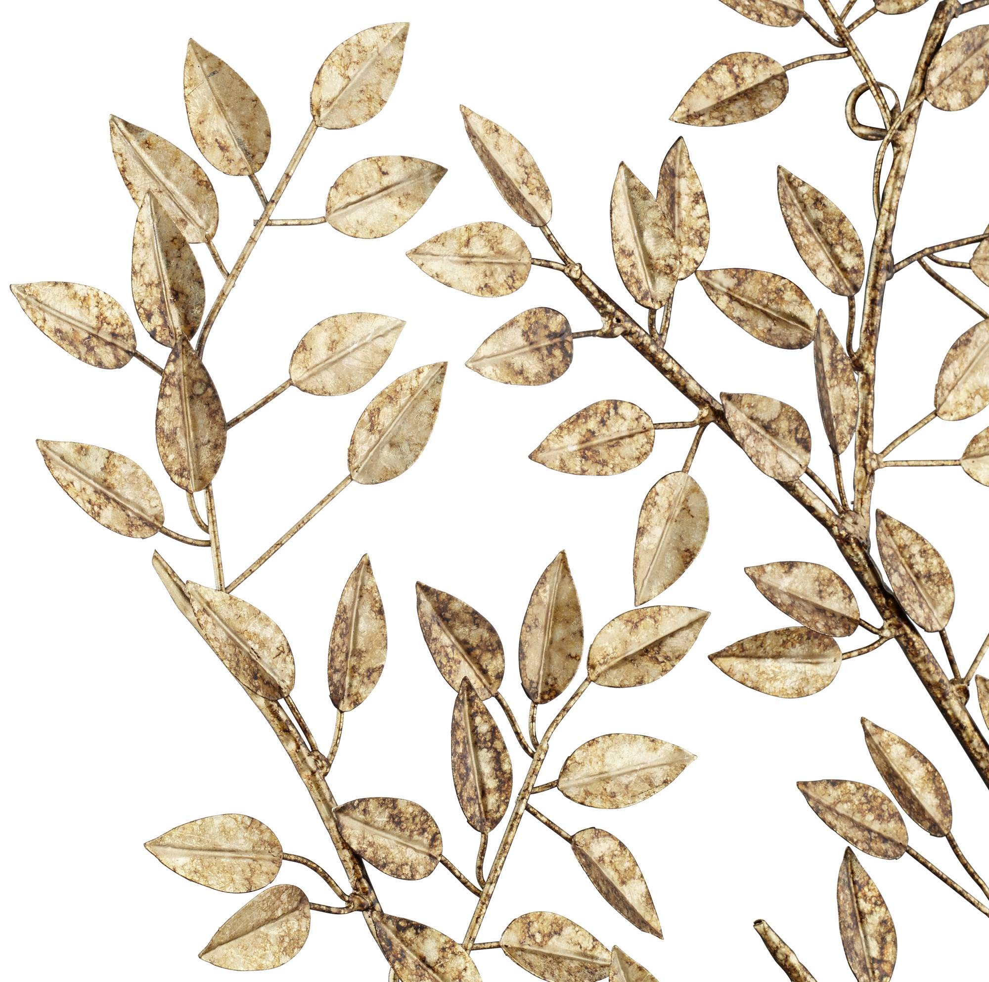 Dolma Gold Leaves 36 Inch High Iron Wall Art - Elegant Home Decor for Living Room, Bedroom & Office