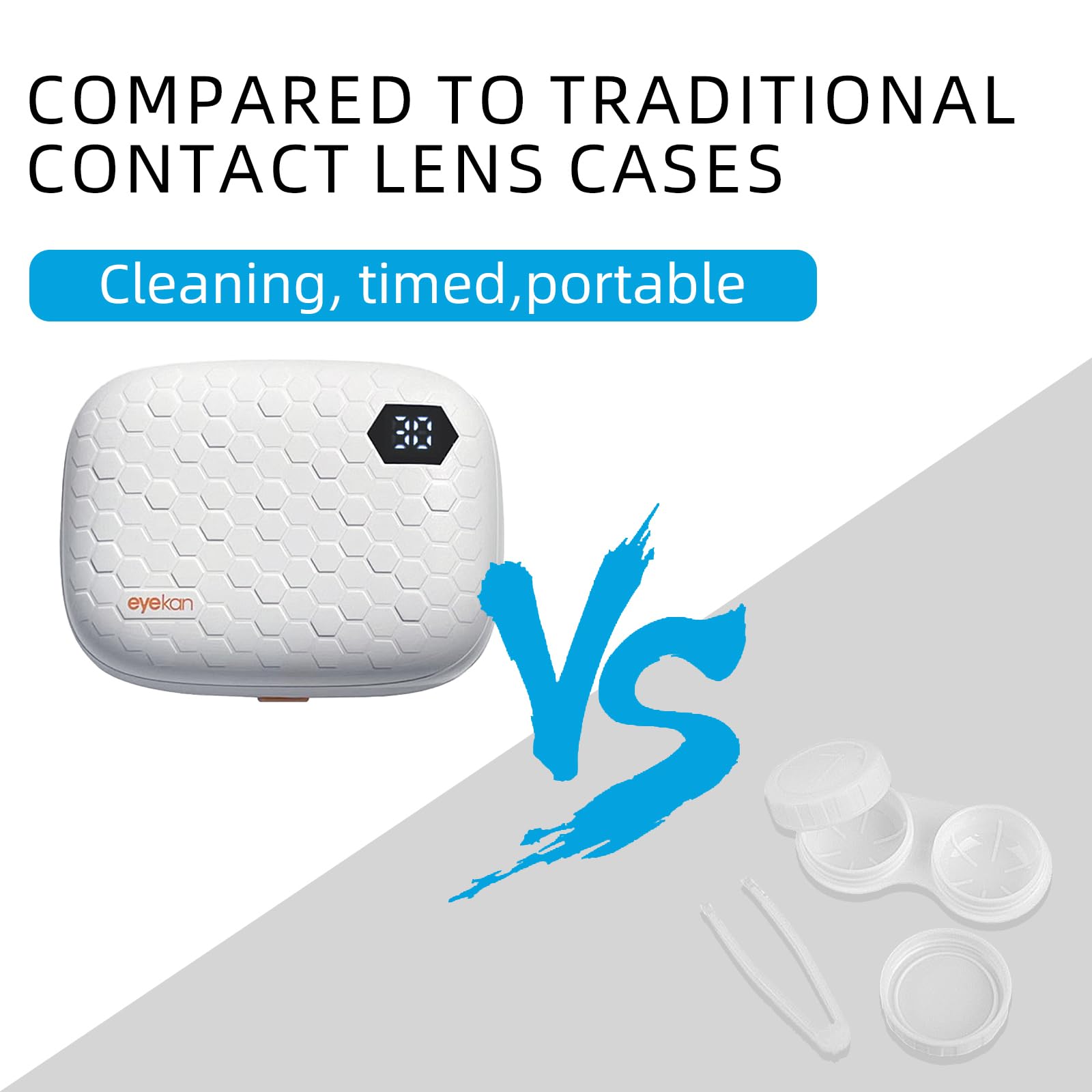 Automatic Contact Lens Cleaner Machine with Night Light - Vibration Cleaning Kit for Soft Lenses - Travel-Friendly Case (White) - Perfect for Travel, Night Use & Daily Lens Care