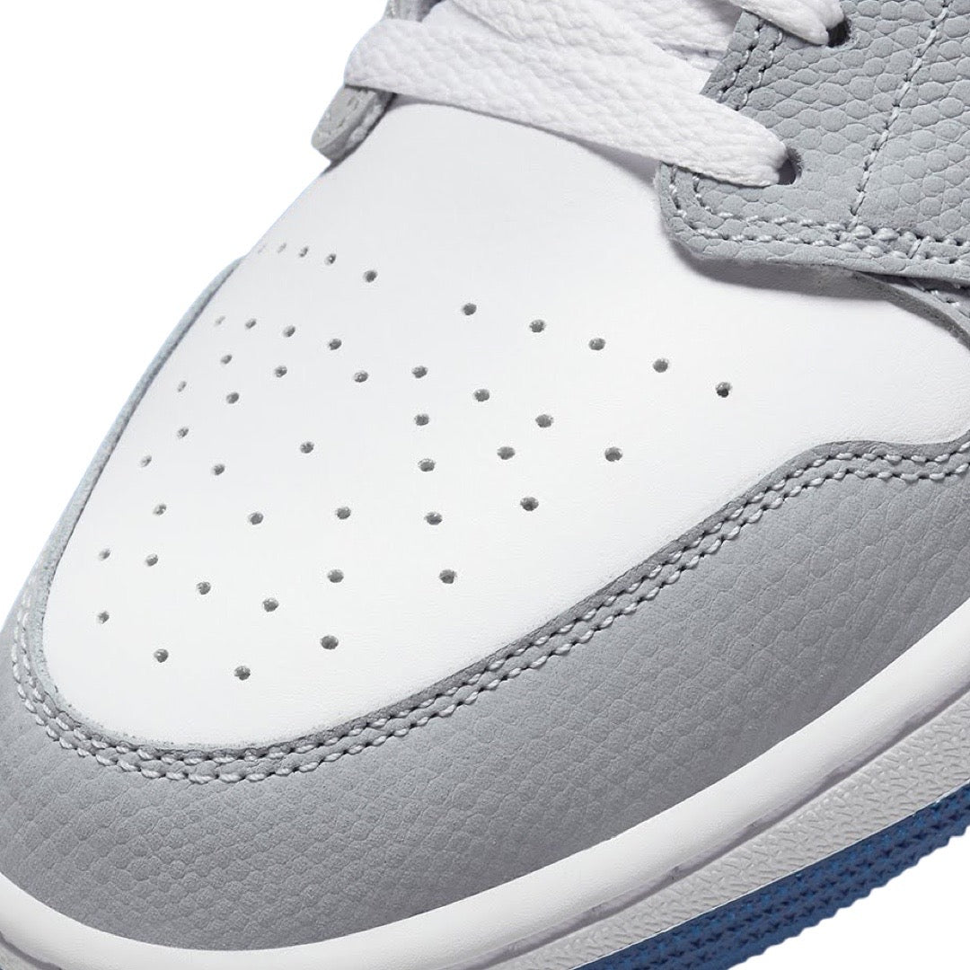 Air Jordan 1 Low GS SE Sneakers - White & Dark Marina Blue Basketball Shoes for Girls - Perfect for School, Sports & Casual Wear