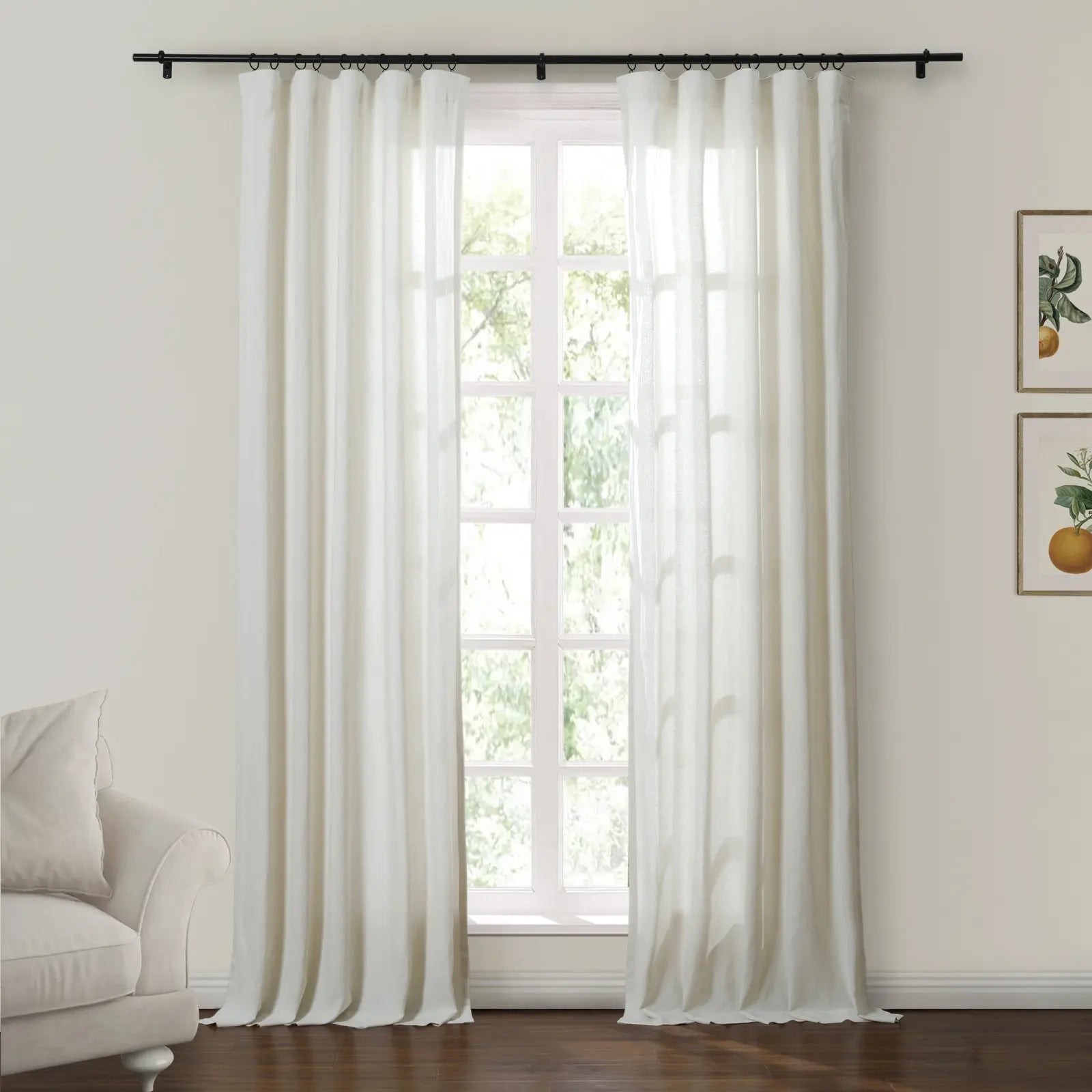Premium Ron Linen Cotton Herringbone Curtains - Soft Top Window Drapes for Living Room & Bedroom | Blackout & Light Filtering Panel for Home Decor