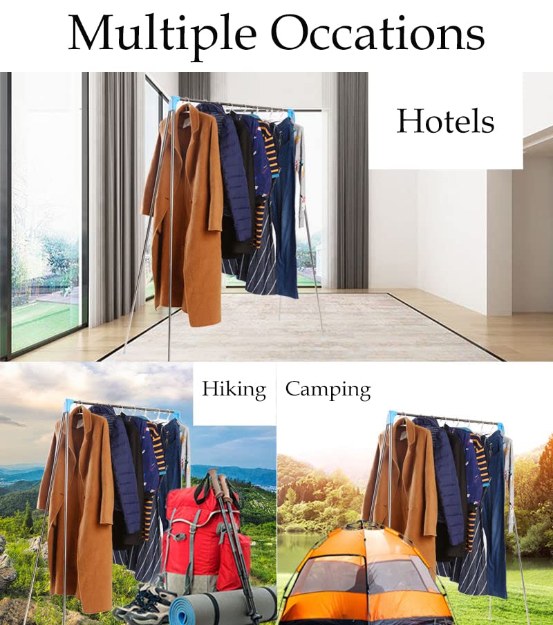 Portable Garment Rack - Extra Compact & Lightweight Foldable Clothes Drying Rack for Travel, Camping, Laundry, Dance | Indoor & Outdoor Use | Enhanced Longer & Thicker Design | Perfect for Small Spaces, Dorms, Apartments & On-the-Go Drying