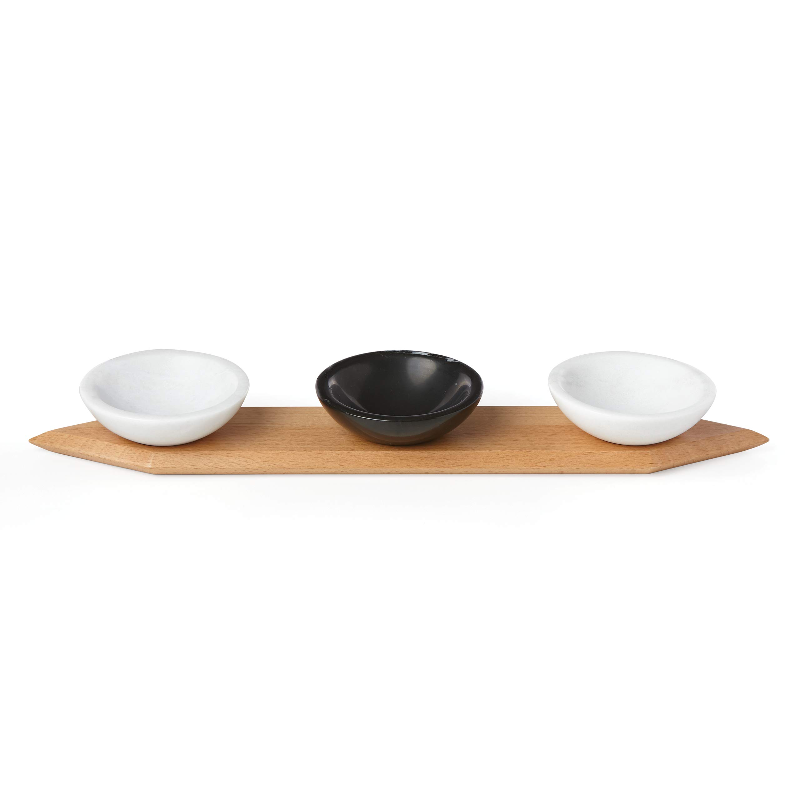 Lenox Platform Wood Tray with 3 Marble Bowls - Elegant Serving Set for Cheese, Fruits & Appetizers | Perfect for Entertaining, Dining & Home Decor